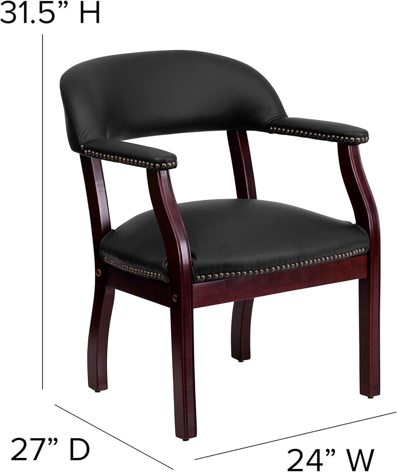 Elegant Black LeatherSoft Conference Chair with Brass Nail Accents