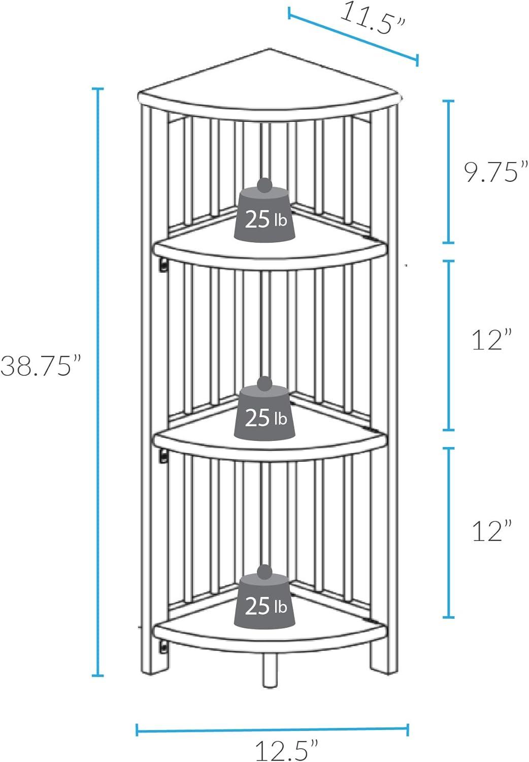 4-Shelf Corner Folding Bookcase - Natural