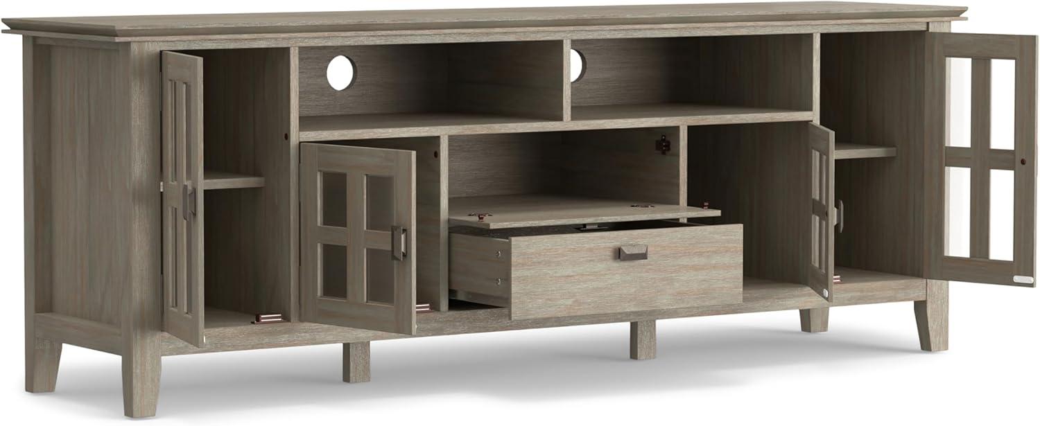 Artisan Wood 72" Transitional TV Media Stand in Gray For TVs up to 80"