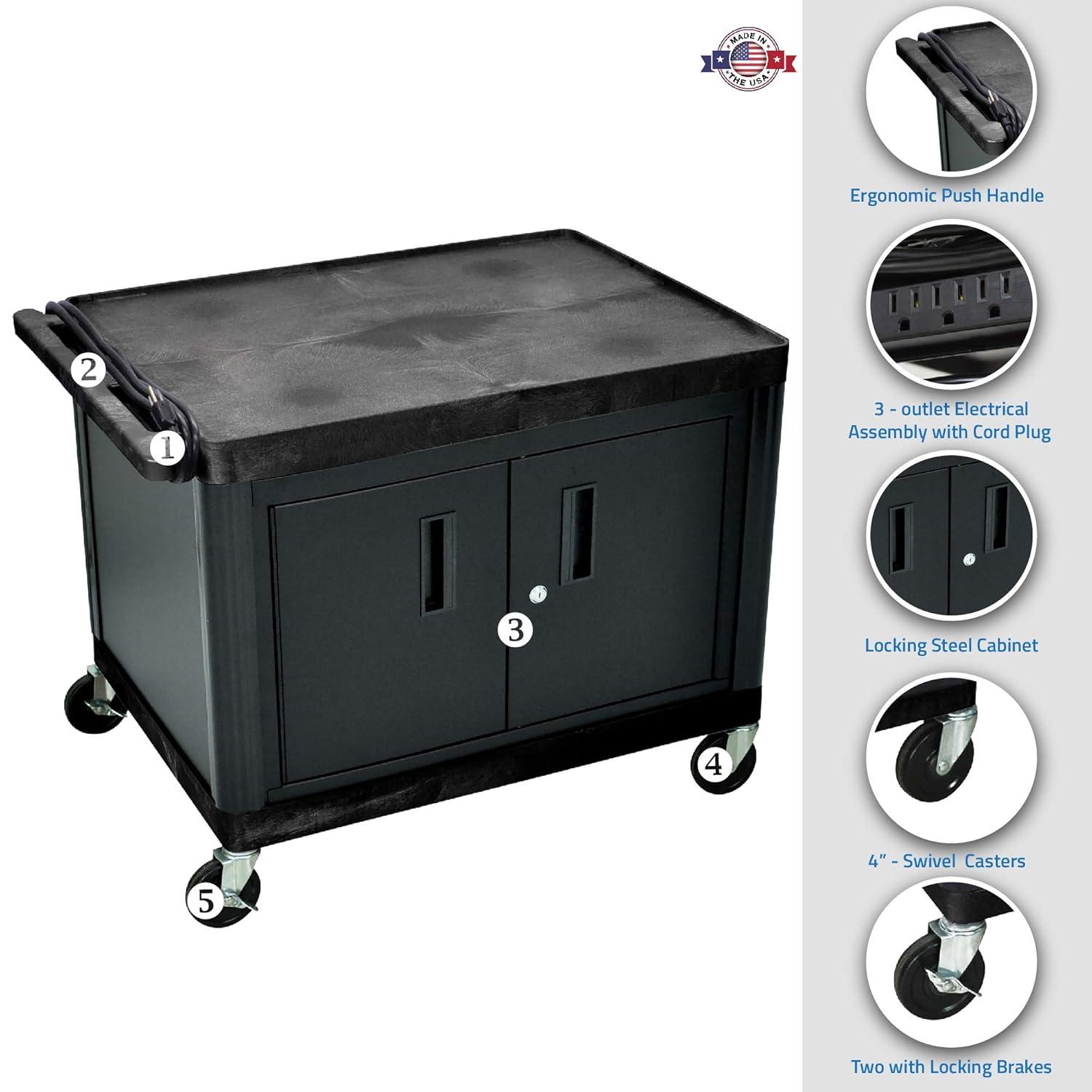 Luxor AV Cart with Locking Cabinet 27 H