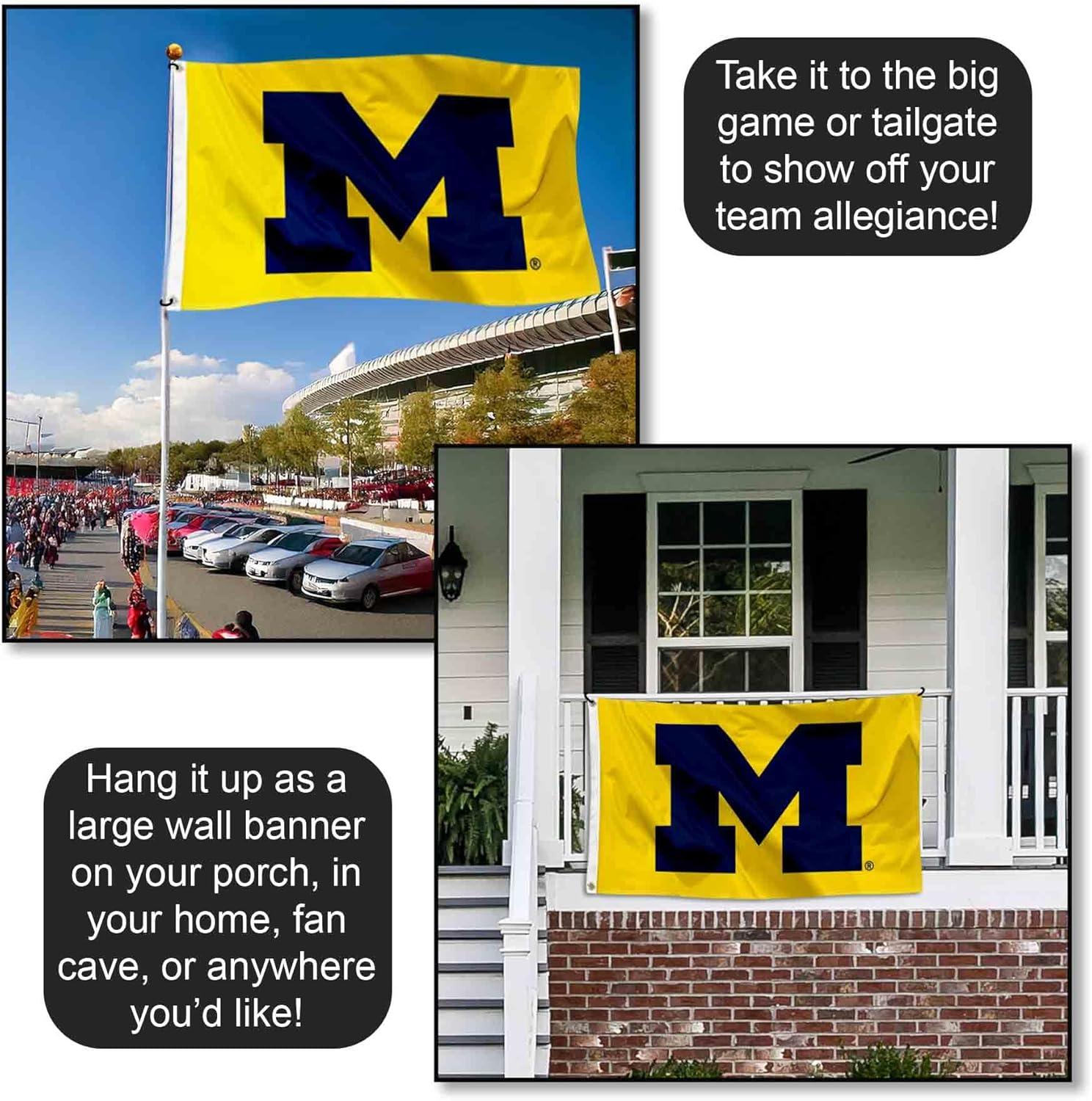 Michigan-Wolverine's 3X5 Indoor Outdoor Banner Flag w/grommets for hanging