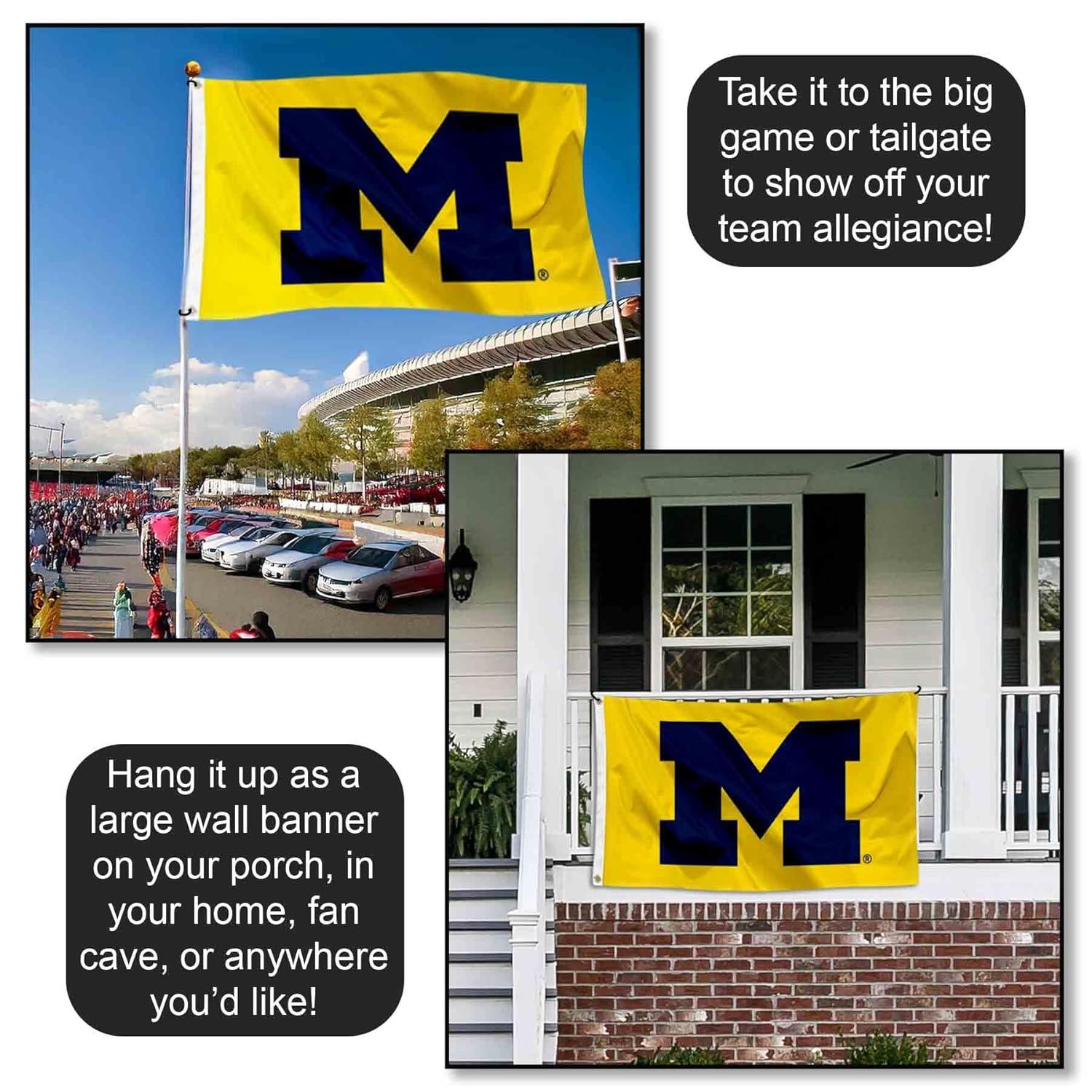 Michigan-Wolverine's 3X5 Indoor Outdoor Banner Flag w/grommets for hanging