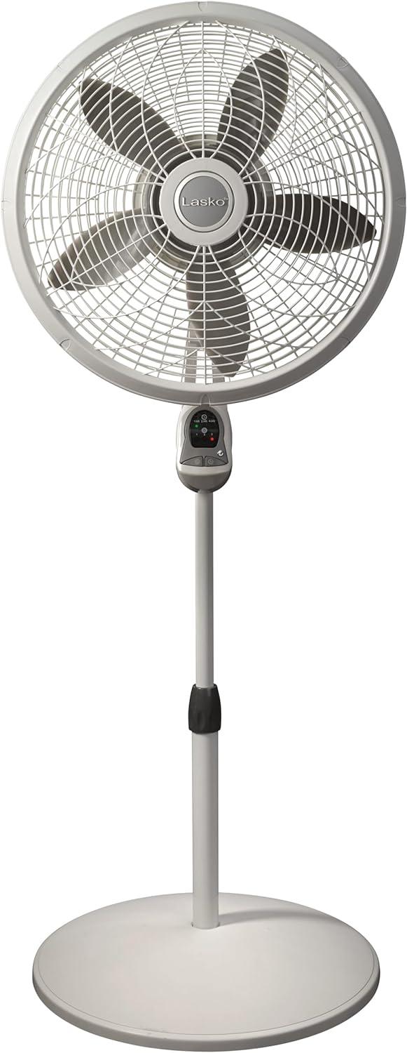 Lasko 1850 Elegance and Performance 18-Inch 3 Speed Adjustable 90 Degree Oscillating Tilt-Head Standing Home Pedestal Fan with Remote Control, White