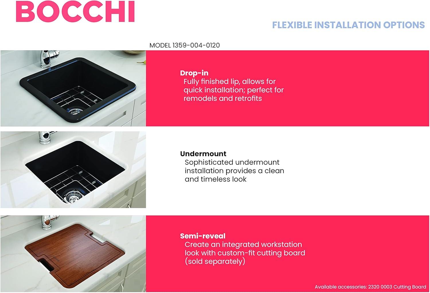 BOCCHI 18'' L Fireclay Kitchen Sink 1359-004-0120