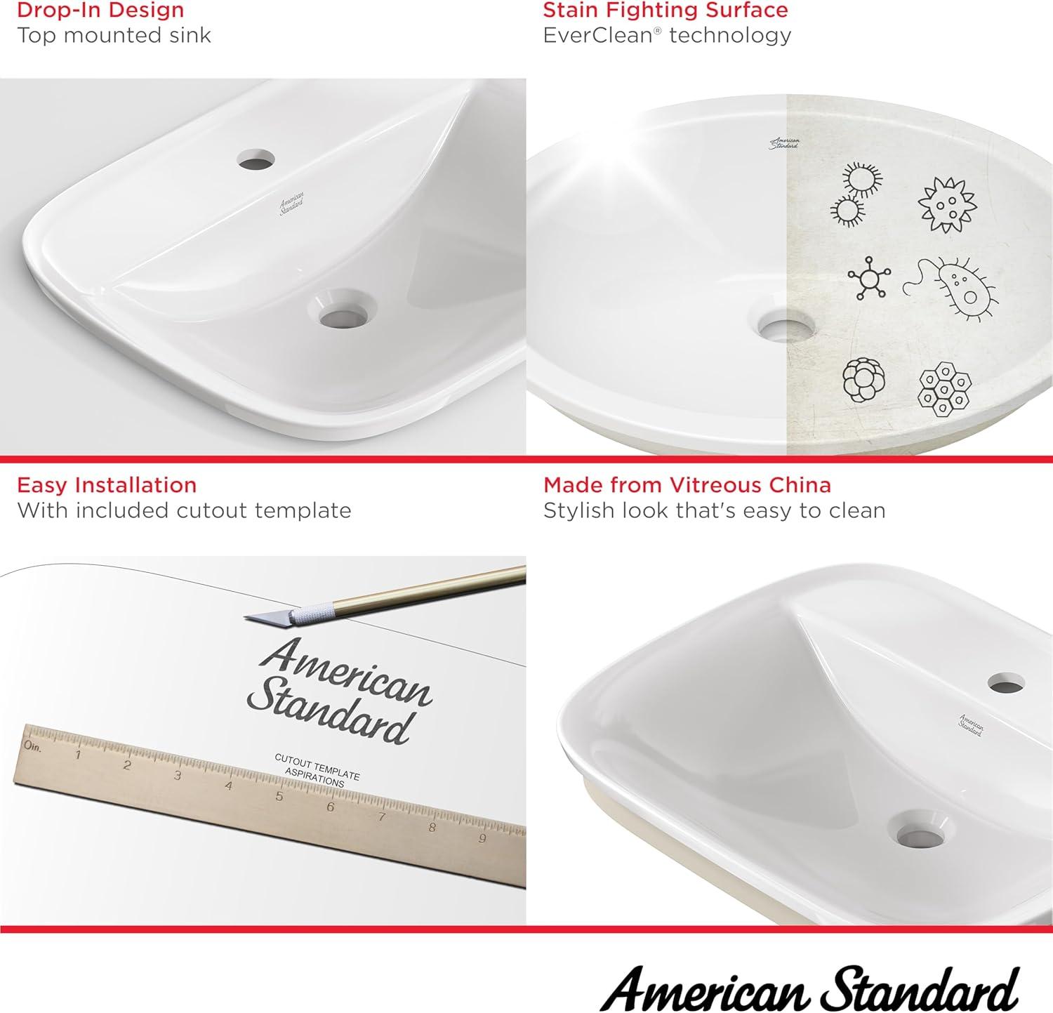American Standard Aspirations 18'' Vitreous China Rectangular Bathroom Sink with Faucet and Overflow