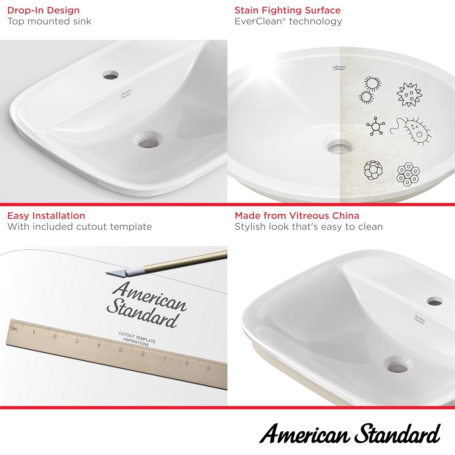American Standard American Standard Aspirations 18'' Vitreous China Rectangular Bathroom Sink with Faucet and Overflow 1721001.020