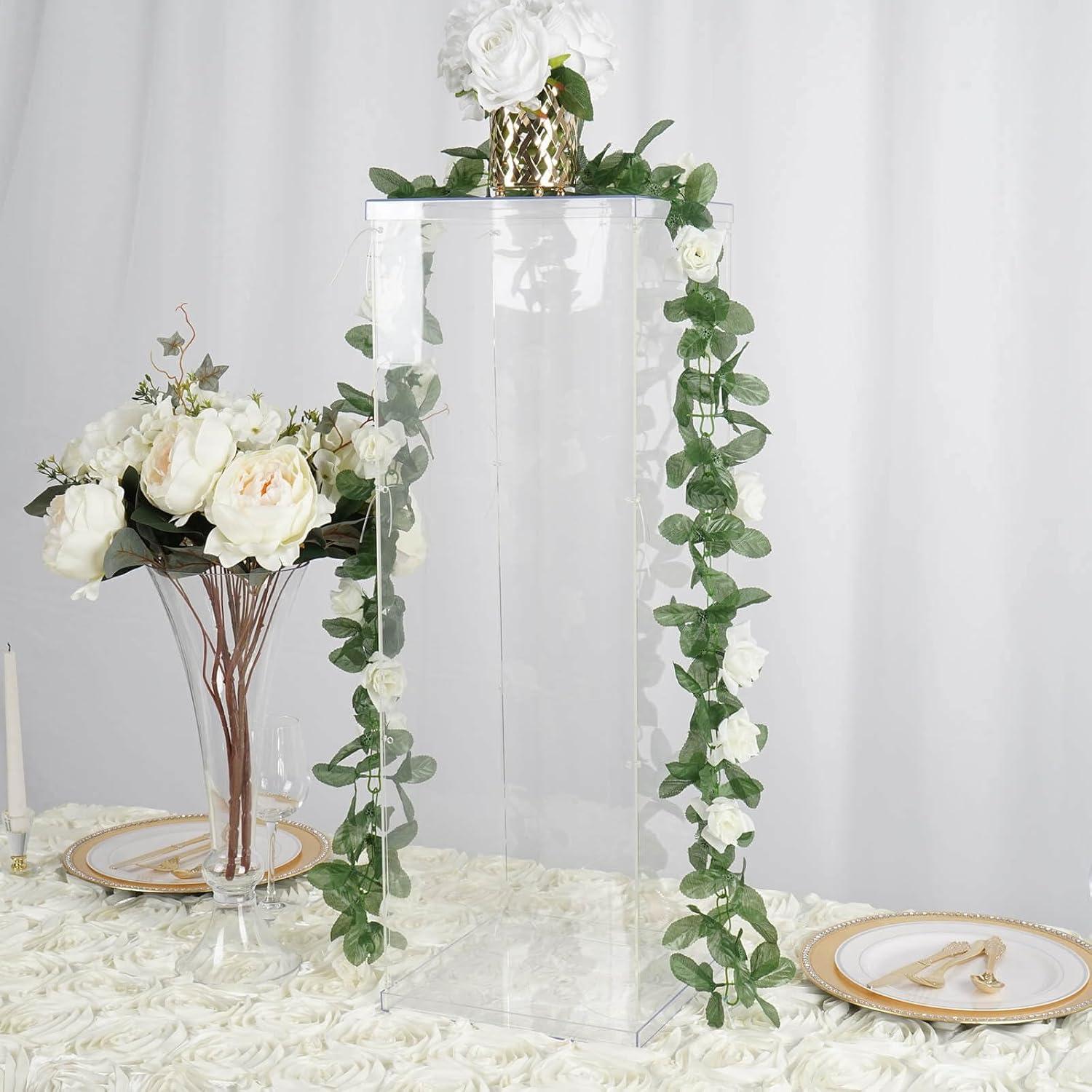 Efavormart 32" Acrylic & Lucite Wedding Decor Ideas Clear Display Box for Centerpieces with Interchangeable Lid and Base