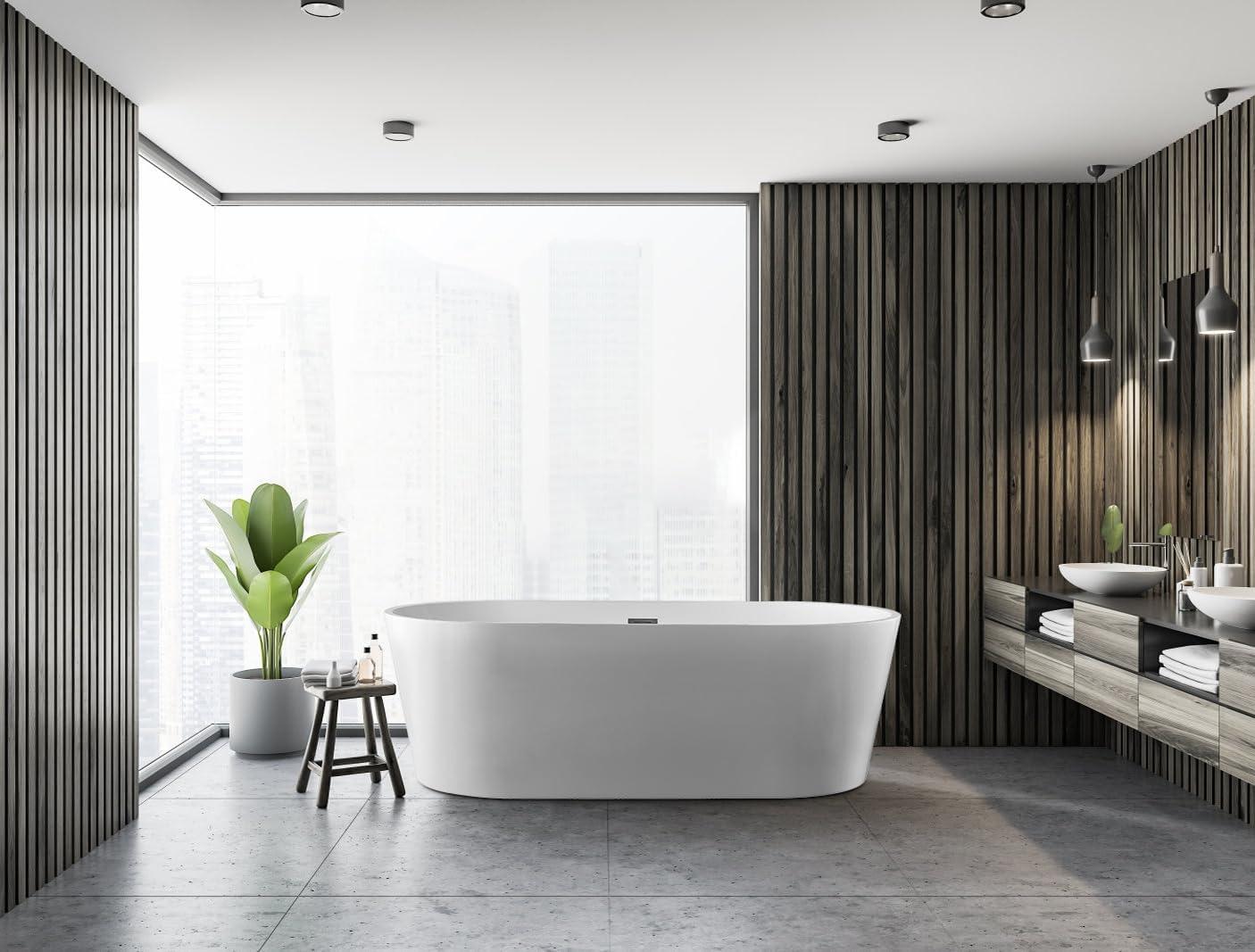 Kingston Brass Aqua Eden 71-Inch Acrylic Oval Double Ended Freestanding Tub with Drain