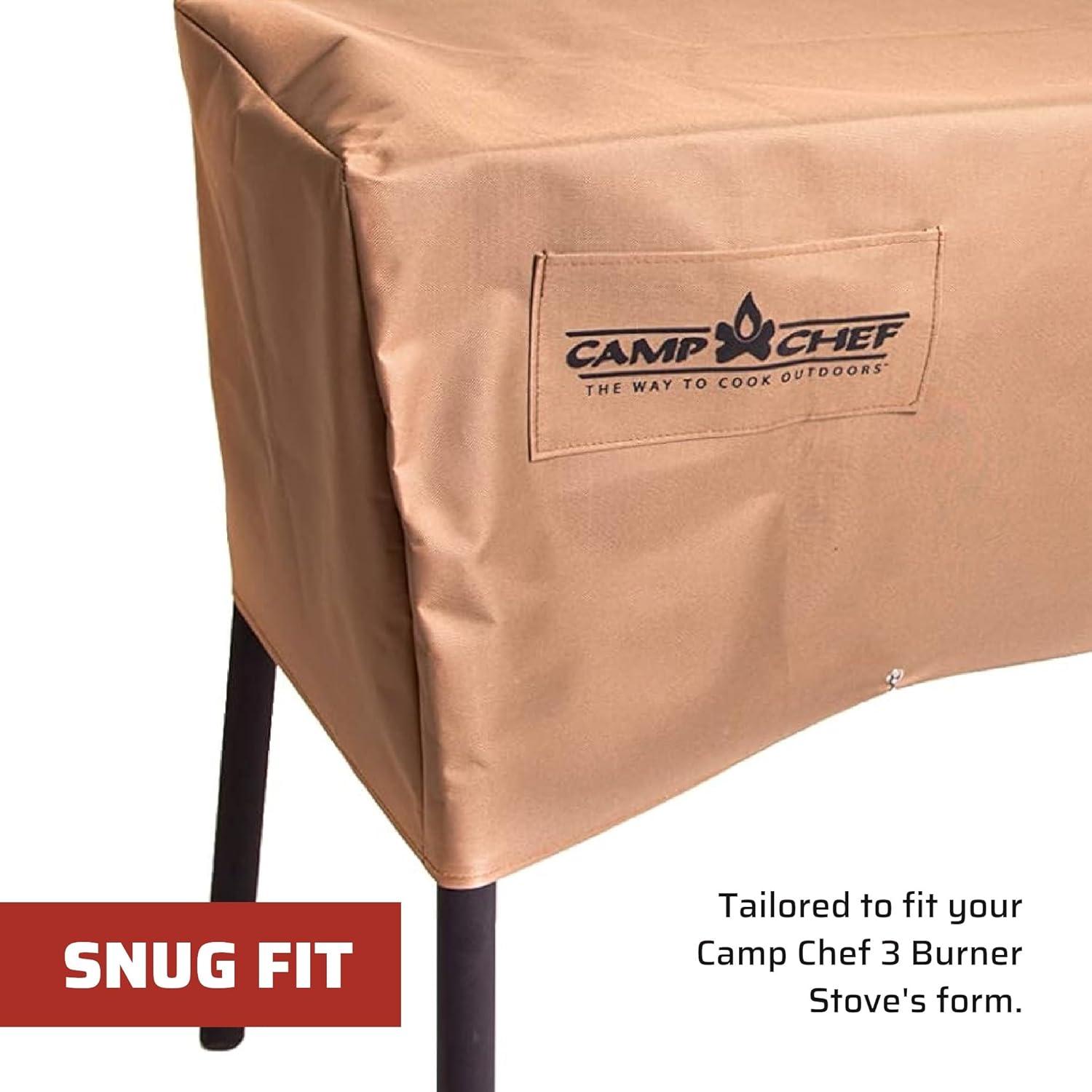 Tan Weather-Resistant Grill Cover for Three-Burner Cooking Systems