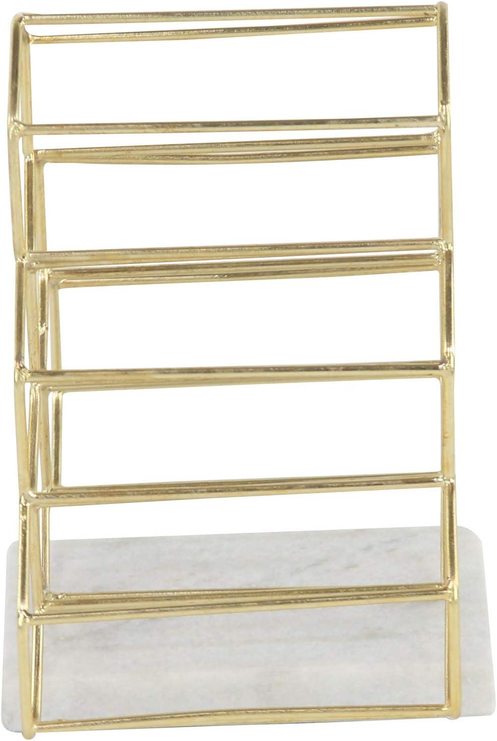 DecMode 9" x 13" Gold Marble 6 Bottle Wine Rack with Marble Base, 1-Piece