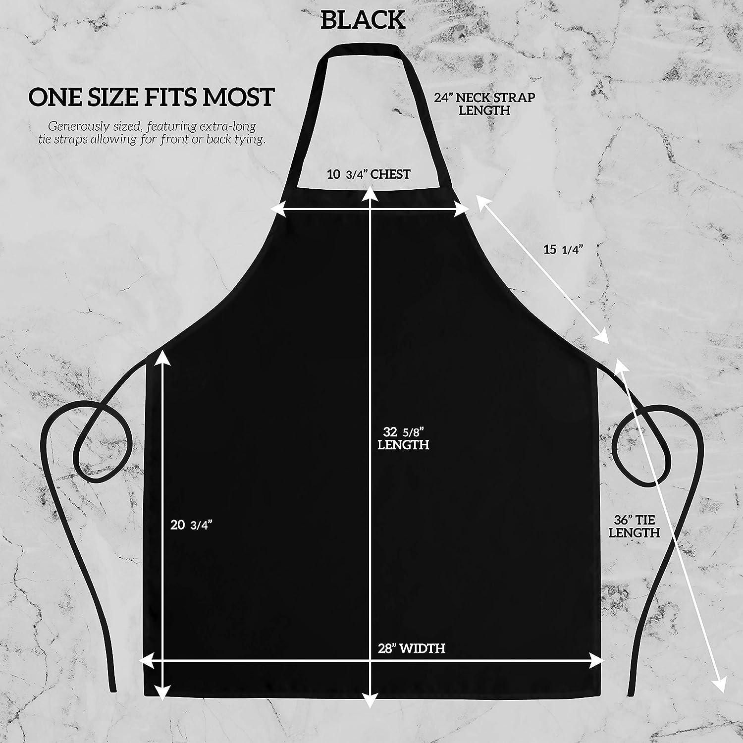 Black Polyester Unisex Bib Aprons with Pockets, 2-Pack