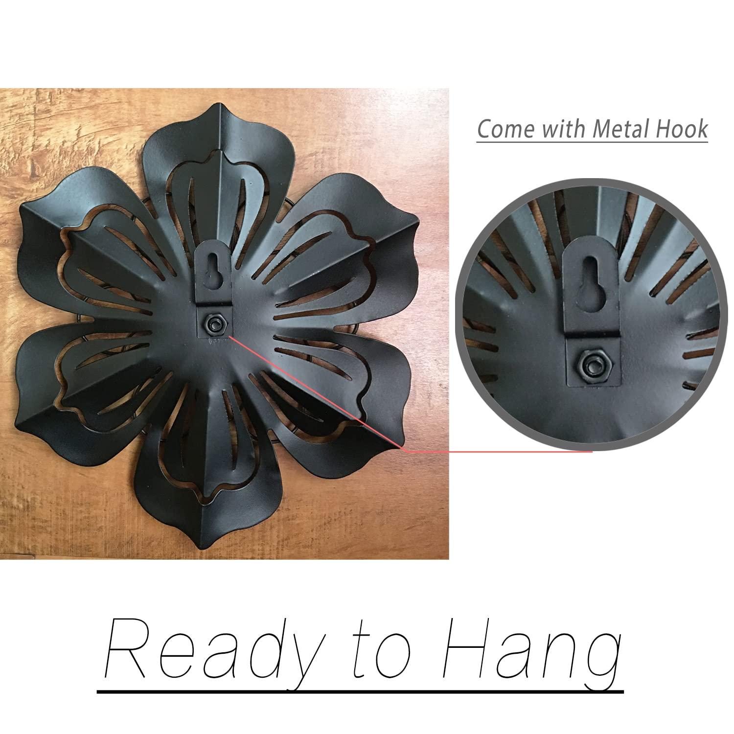 Reflinto Metal Flower Wall Decor, Modern Iron Floral Wall Art Sculpture Farmhouse Hanging Decoration for Home Living Room, Bathroom, Kitchen, indoor, Patio Porch - Blue, 9.5"…