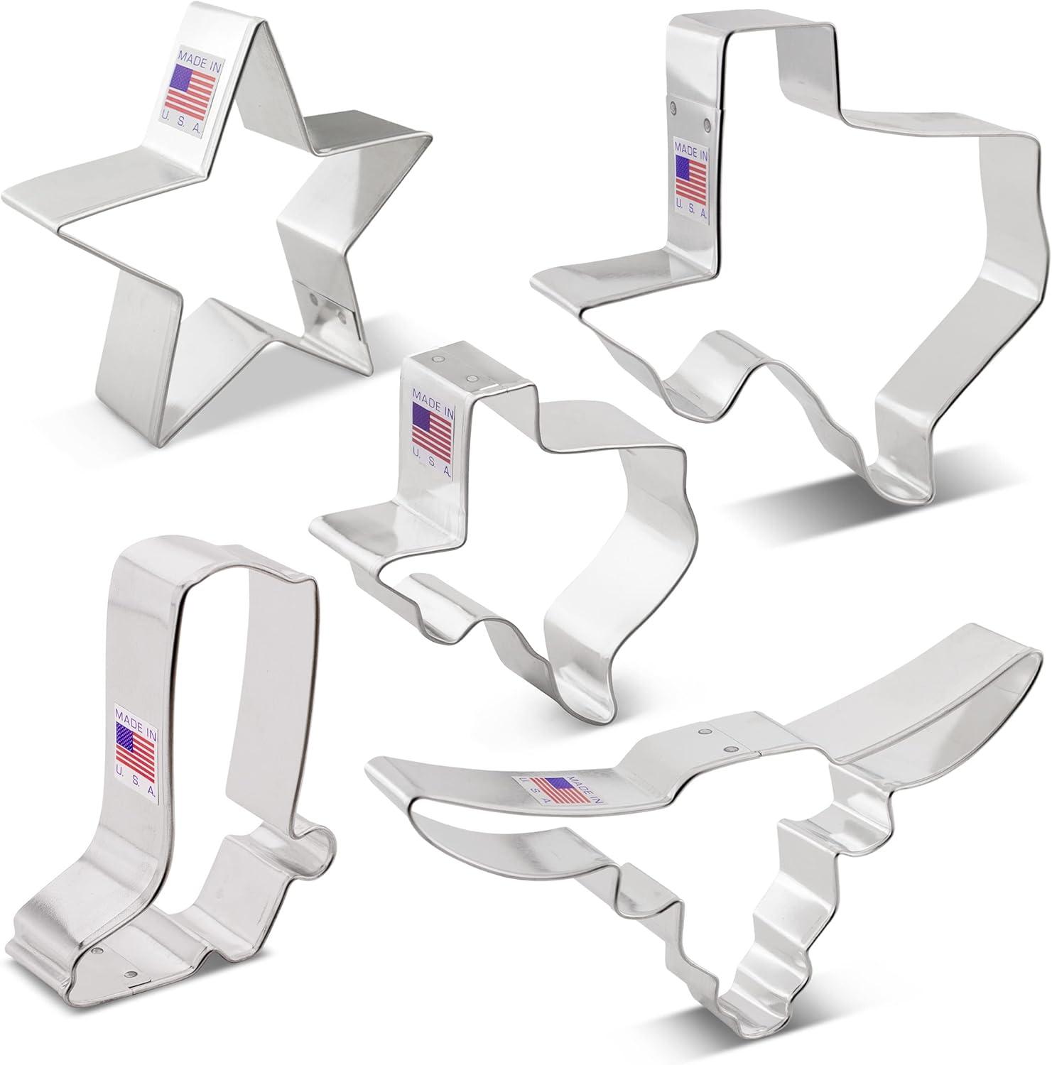 Ann Clark Texas Cookie Cutter Set, 5-Piece, Made in USA