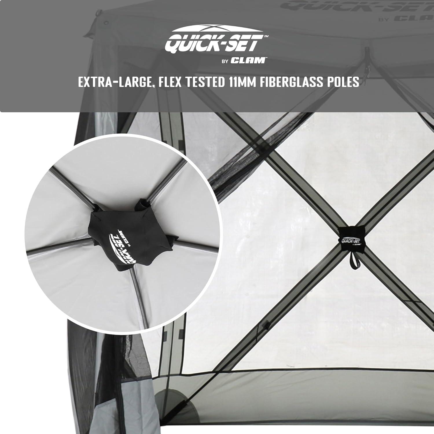 CLAM Quick-Set 6 x 6 Foot Traveler Portable Pop Up Outdoor Camping Gazebo 4 Sided Canopy Shelter with Ground Stakes and Carrying Bag, Gray