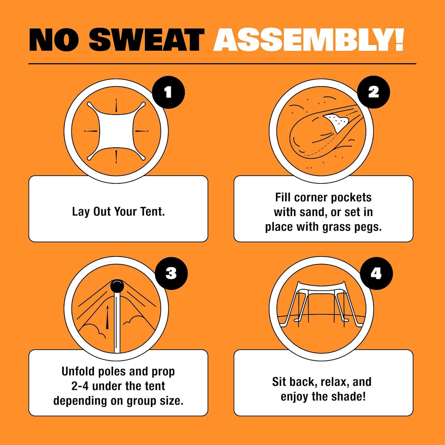 SUN NINJA 7x7.5 FT Pop-Up Beach Tent with Sand Shovel, Pegs & Stability Poles – Royal Blue Sun Shelter for Beach, Camping & Outdoor Use