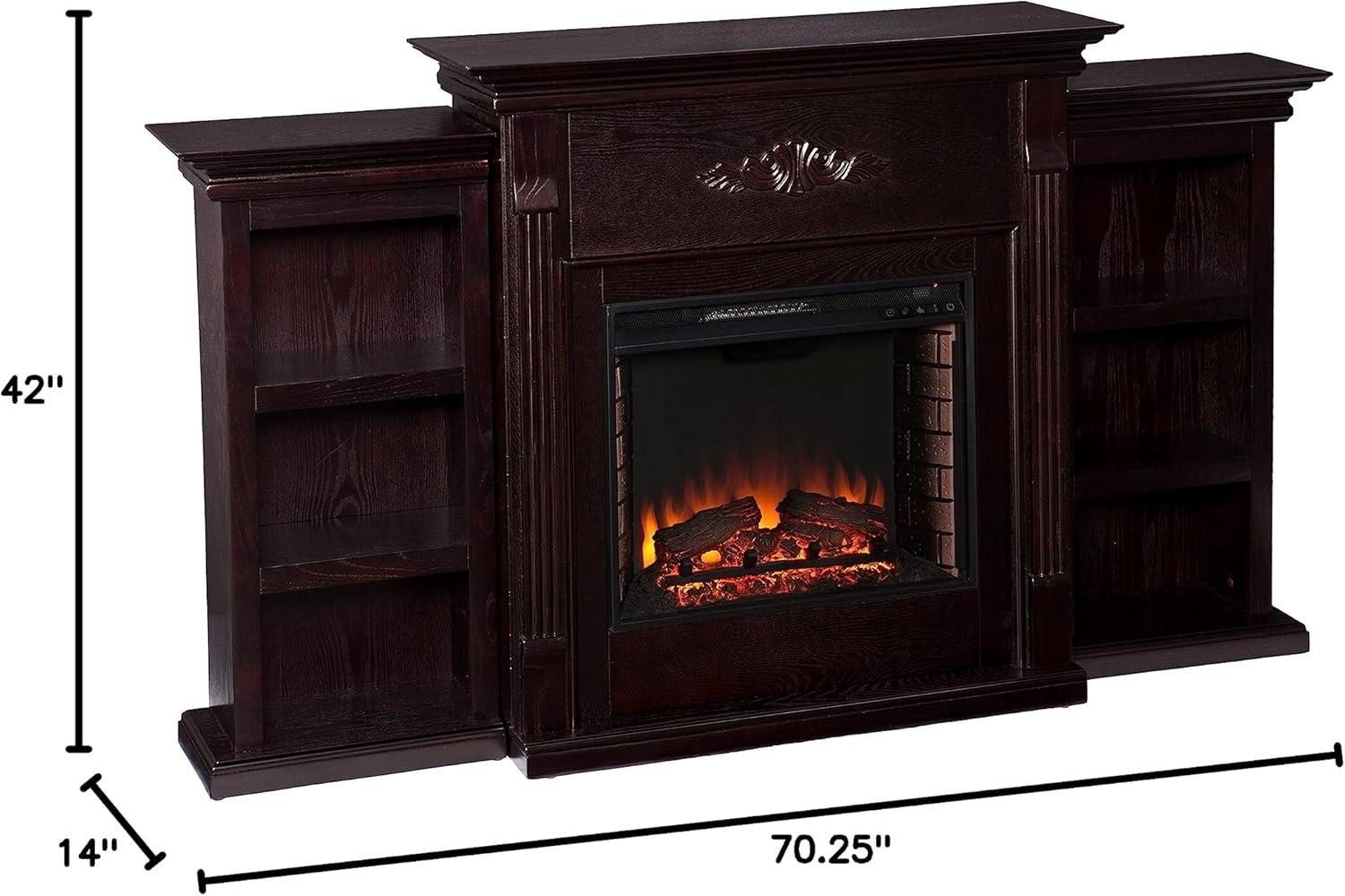 SEI Furniture Fredricksburg Wood Electric Fireplace with Bookcases in Black