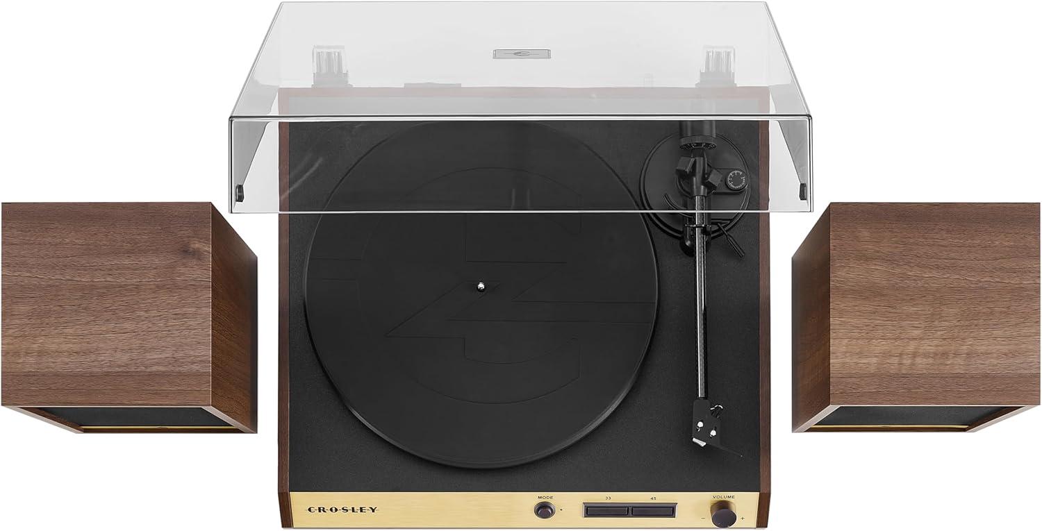 Crosley C72 Bluetooth Vinyl Record Player 120W Speakers, 2-Speed Belt-Drive Turntable, Anti-skate