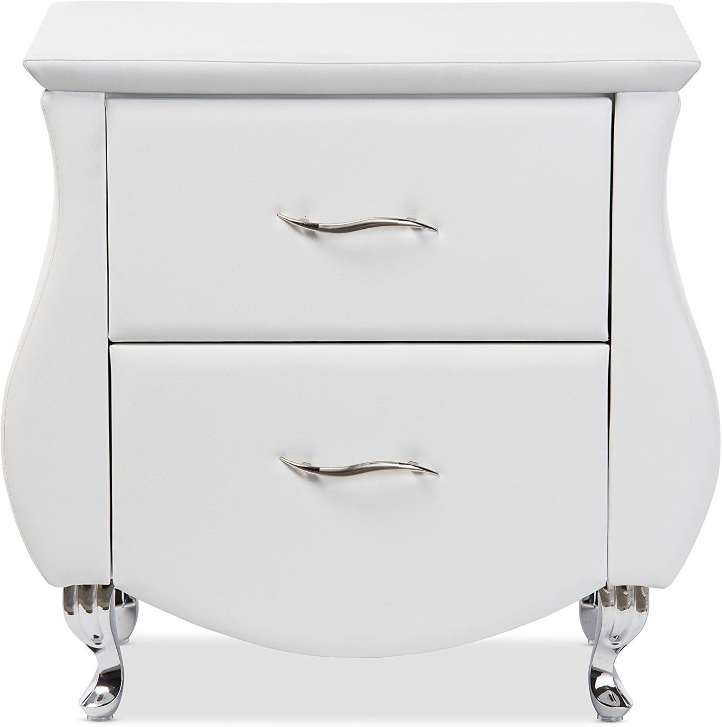 Erin Contemporary White Faux Leather 2-Drawer Nightstand