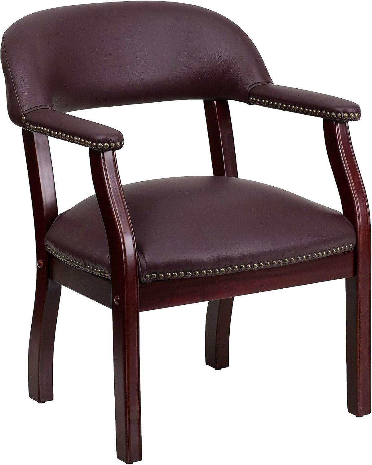 Leather Seat Waiting Room Chair with Wood Frame
