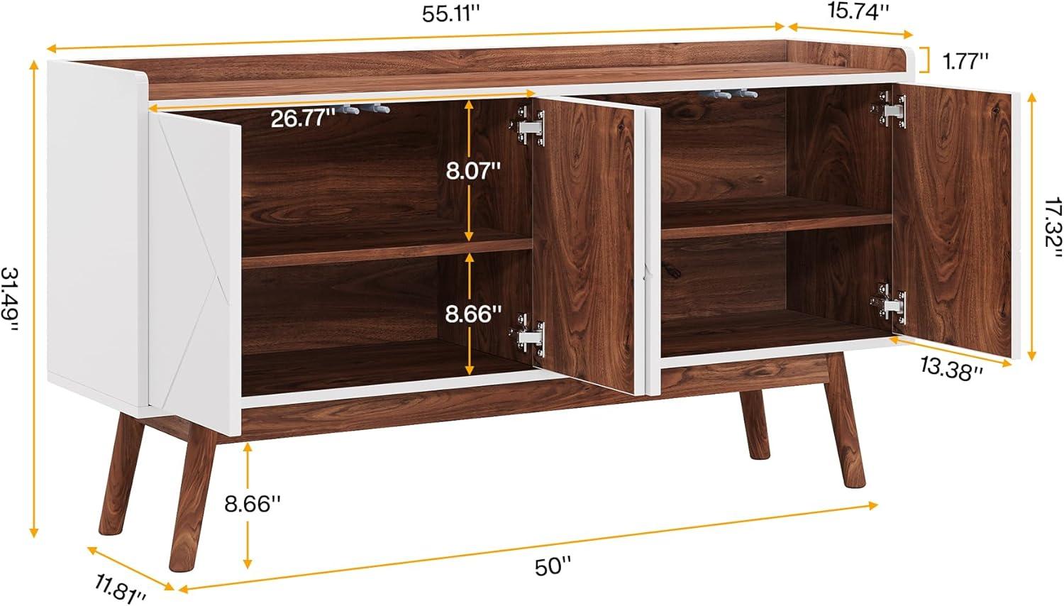 Tribesigns 55" W Buffets Sideboards Cabinet, White