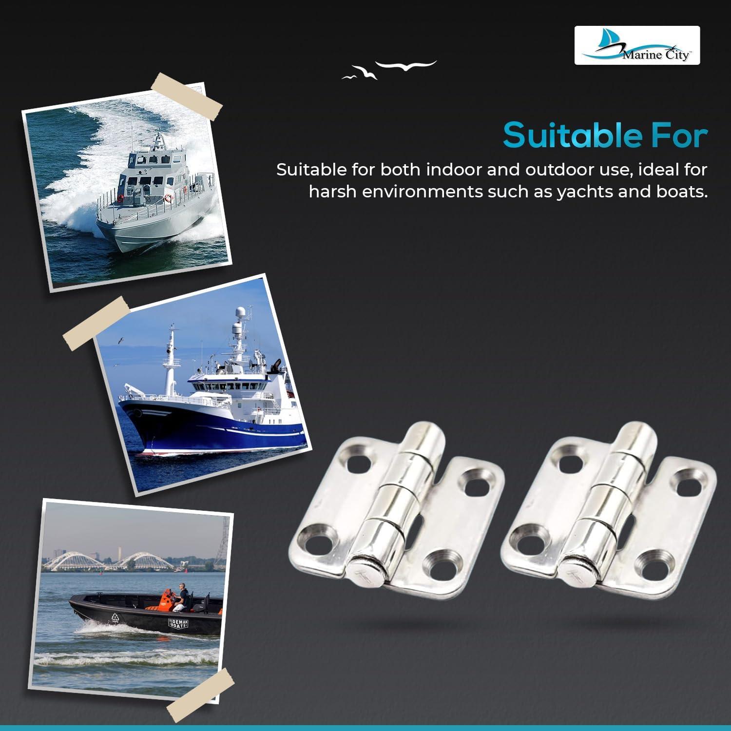 Marine City Pair of Stainless-Steel Marine Hatch Strap Hinge7-1/4" 1-5/8"