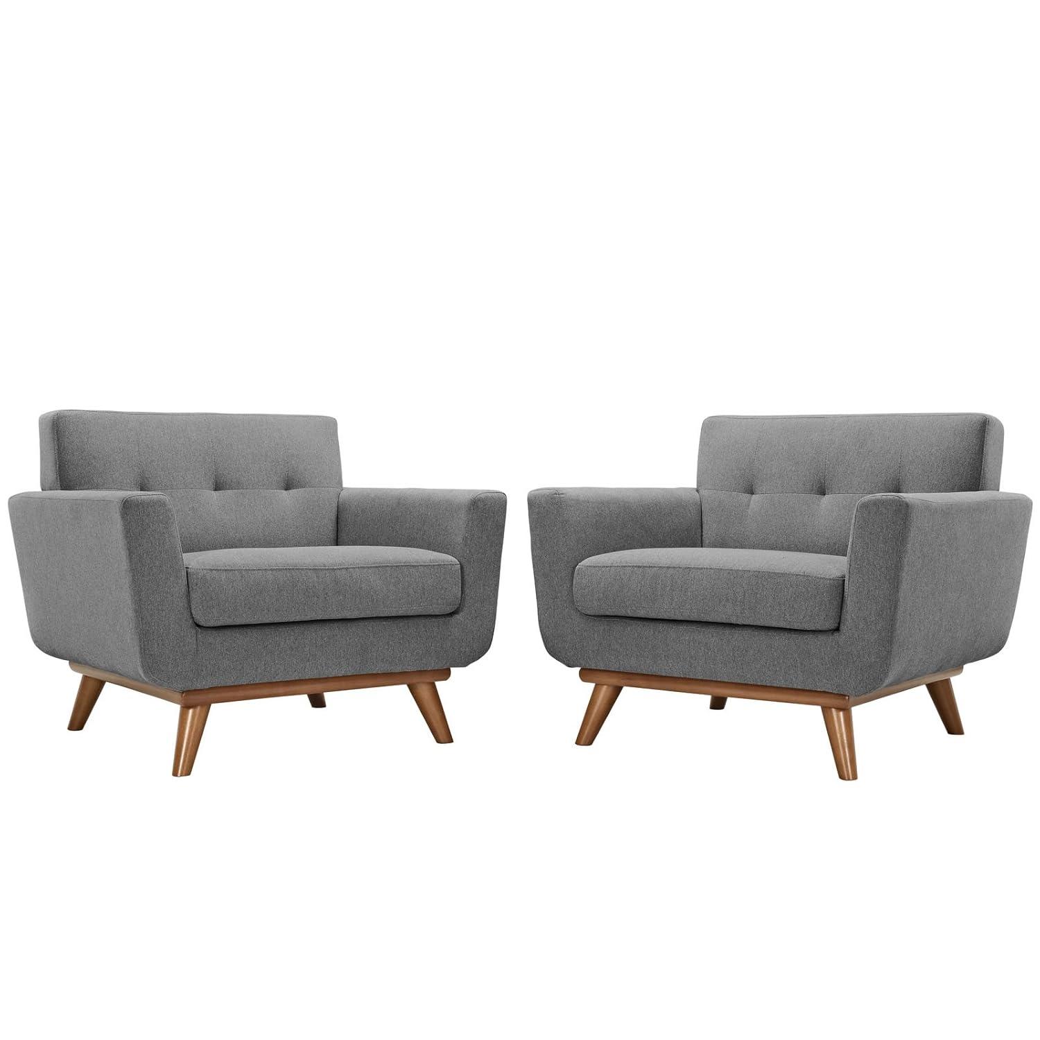 Modway Engage Fabric Armchair in Expectation Gray (Set of 2)
