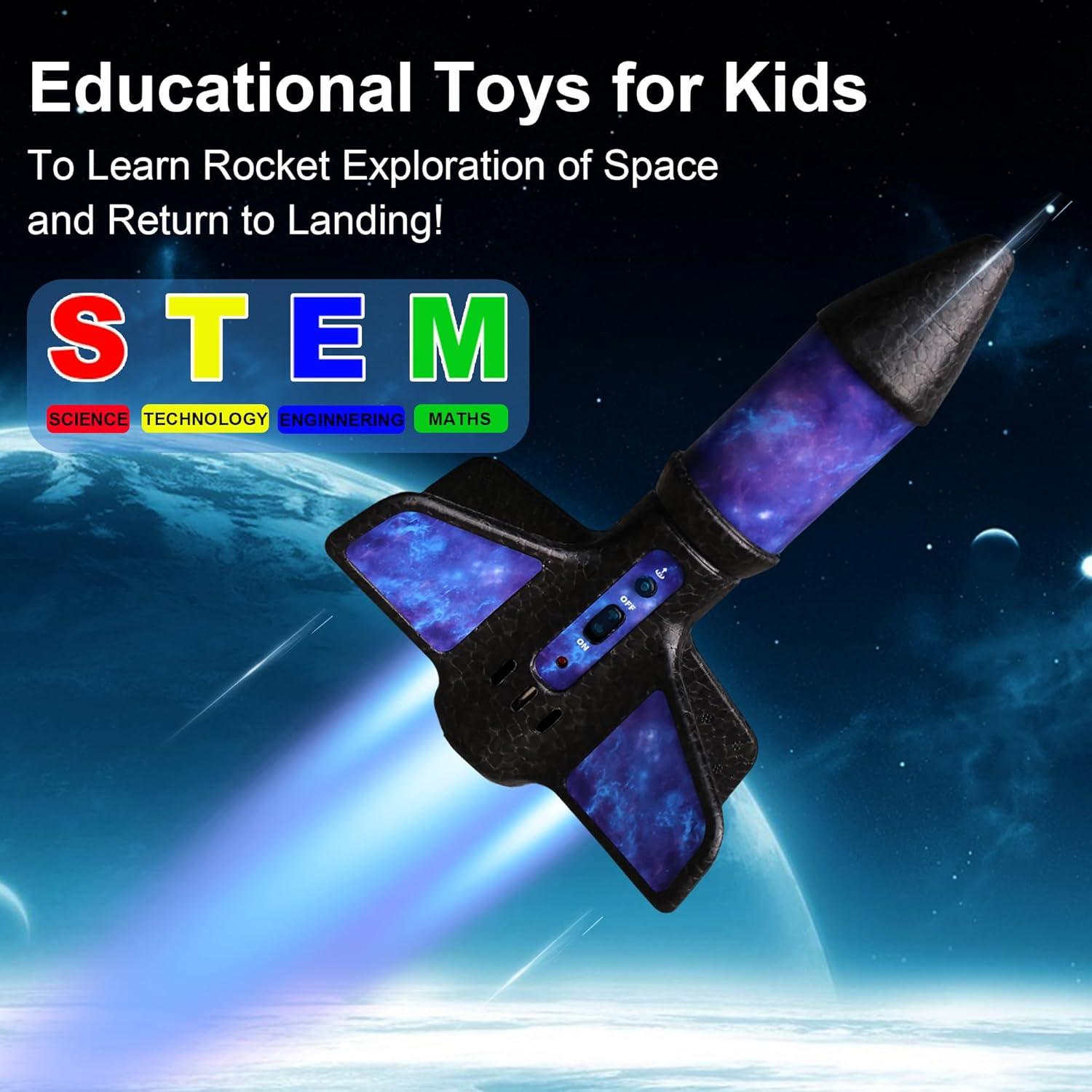JEEXI Original Rocket Launcher for Kids - Outdoor Toys Electric Flying Motorized Rocket with Parachute Safely Land, STEM Spaceship Launch up to 200 ft Birthday Gifts for Boys