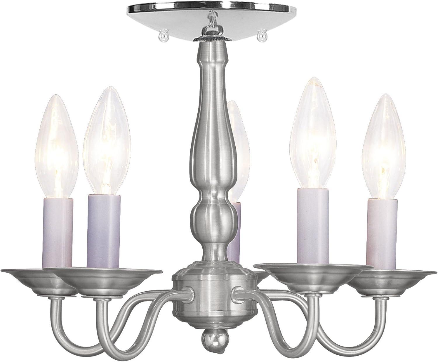 Livex Lighting 5011-91 Williamsburg 5-Light Convertible Hanging Lantern/Ceiling Mount, Brushed Nickel