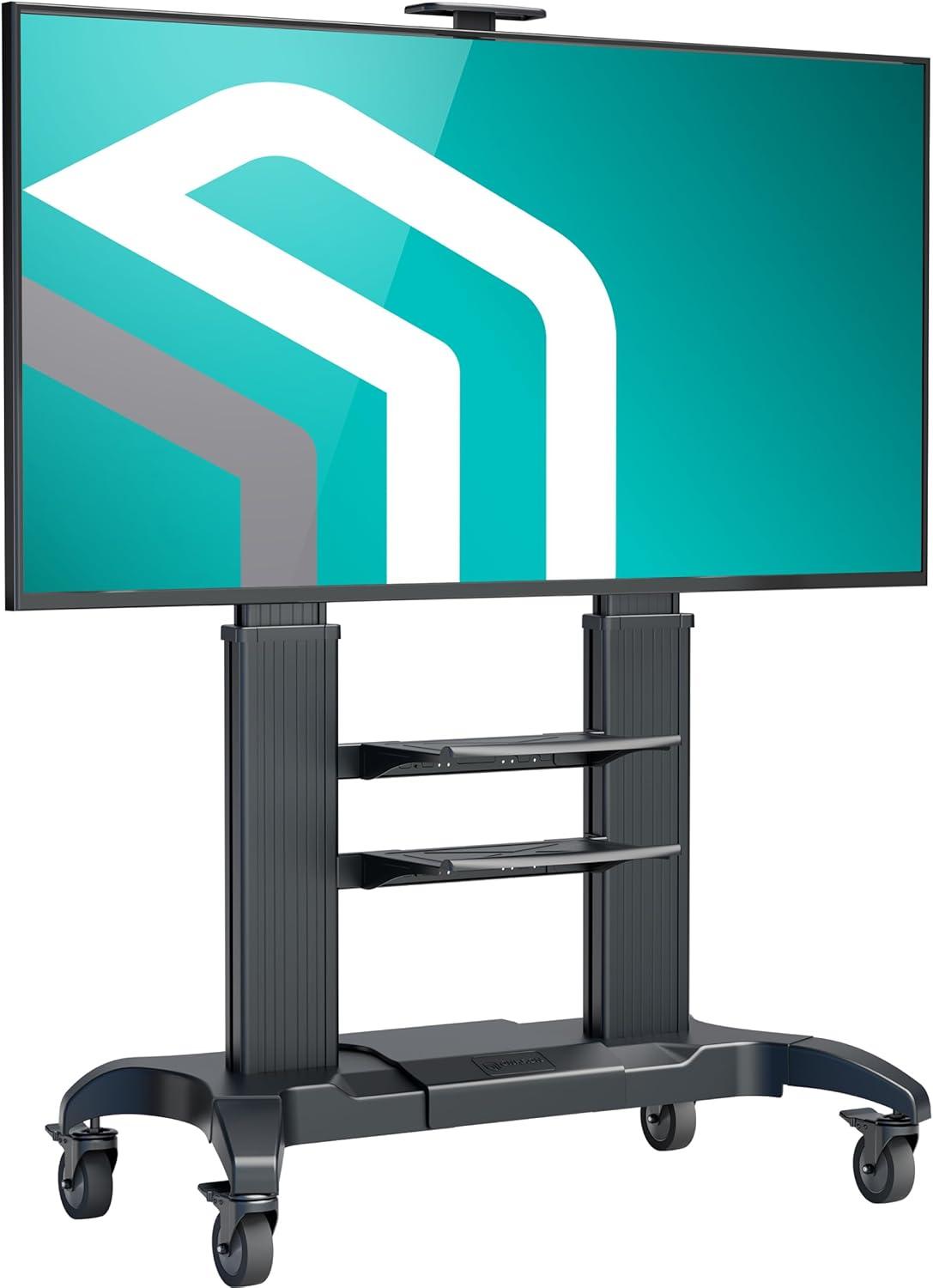 ONKRON Mobile TV Stand for 60-100 Inch Flat/Curved TV up to 301 lbs, Heavy Duty TV Stand Height Adjustable