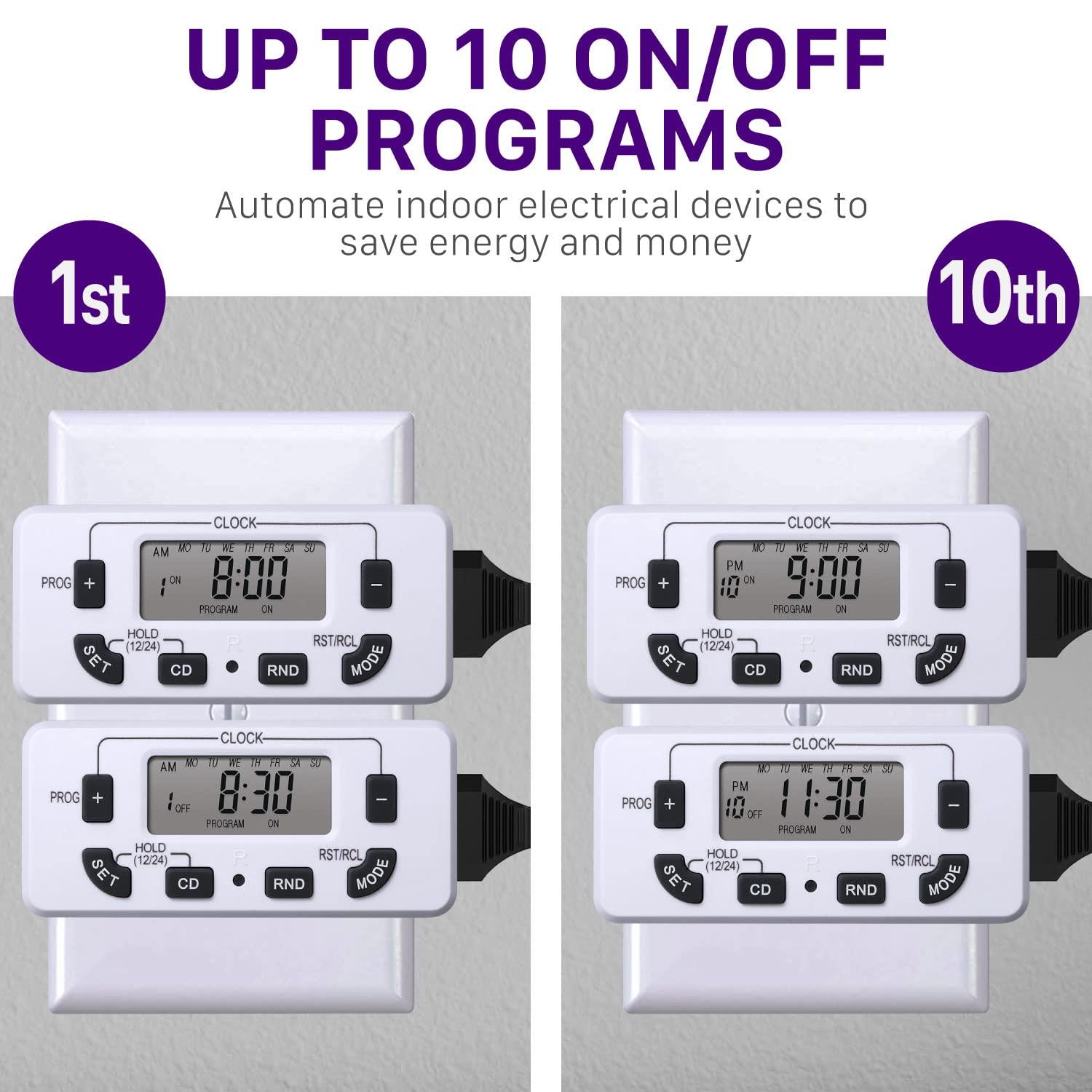 White Digital Programmable Timer with Dual Outlets