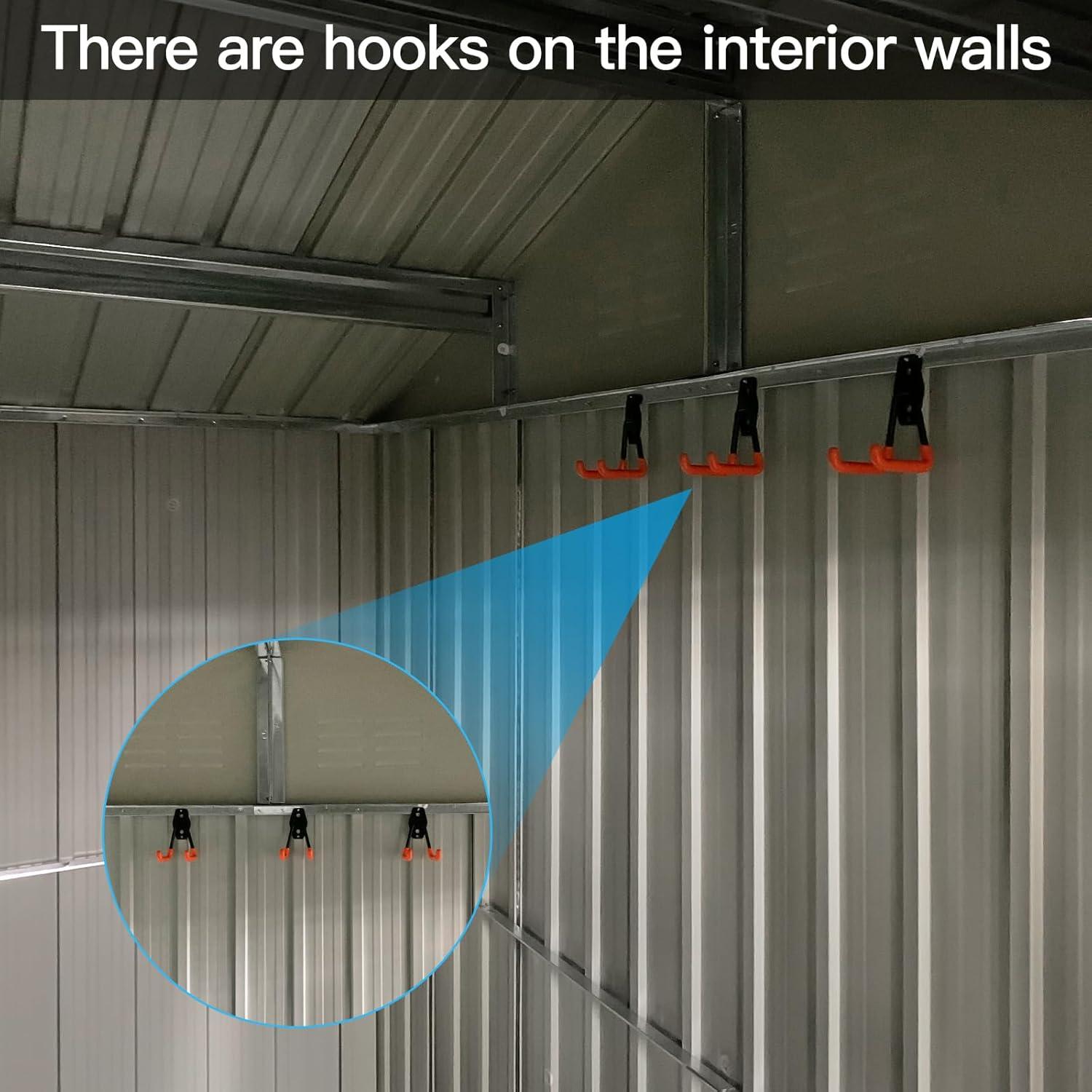 10x12 FT Outdoor Storage Shed, Metal Aluminum Waterproof Tool Shed with Window and Foldable Door, Heavy-Duty Sheds for Storing Bicycles, Lawnmowers, Barbeques