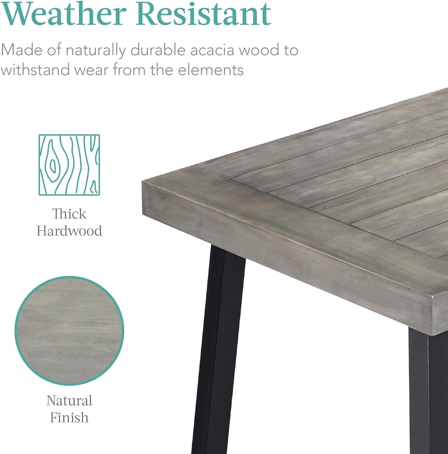 Best Choice Products 6-Person Indoor Outdoor Patio Rustic Acacia Wood Picnic Dining Table w/ Metal Legs - Weathered Gray