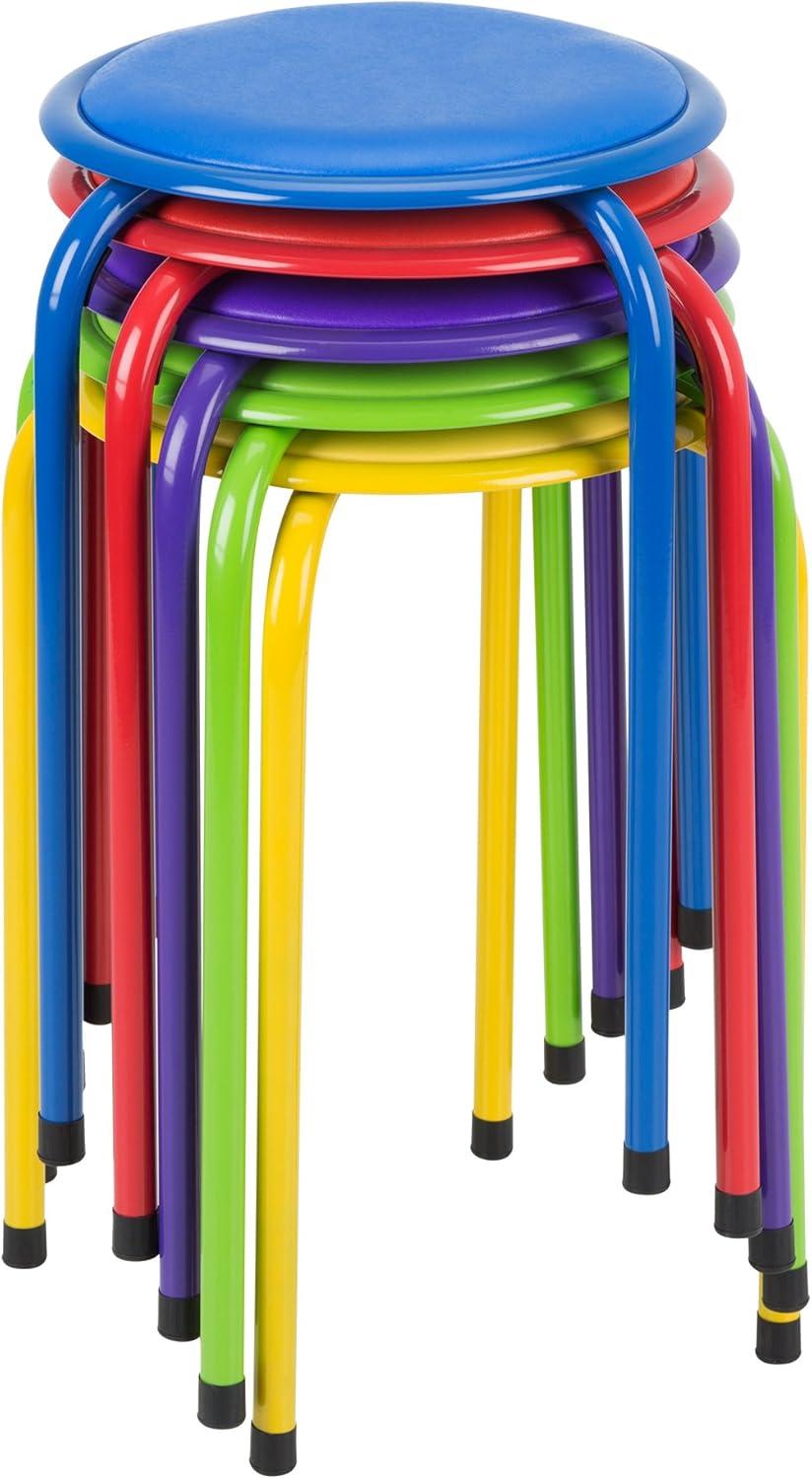 Fat Catalog Assorted Primary Color Metal Stack Stool with Padded Seat 17" seat height (5 Pack)