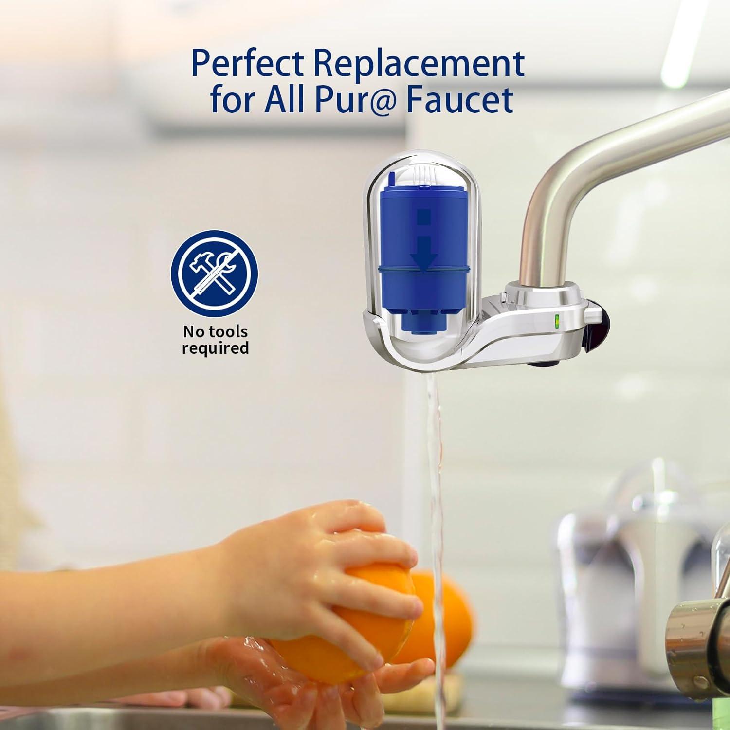 Brightify 6 Packs Water Faucet Replacements for Pur Filter RF-3375, RF-9999, Faucet Water Filter Replacements for FM-2500, FM-3700, FM-2000B, PFM150W, PFM350V, PFM400H, FM 3333B, Pur-0A1, Blue