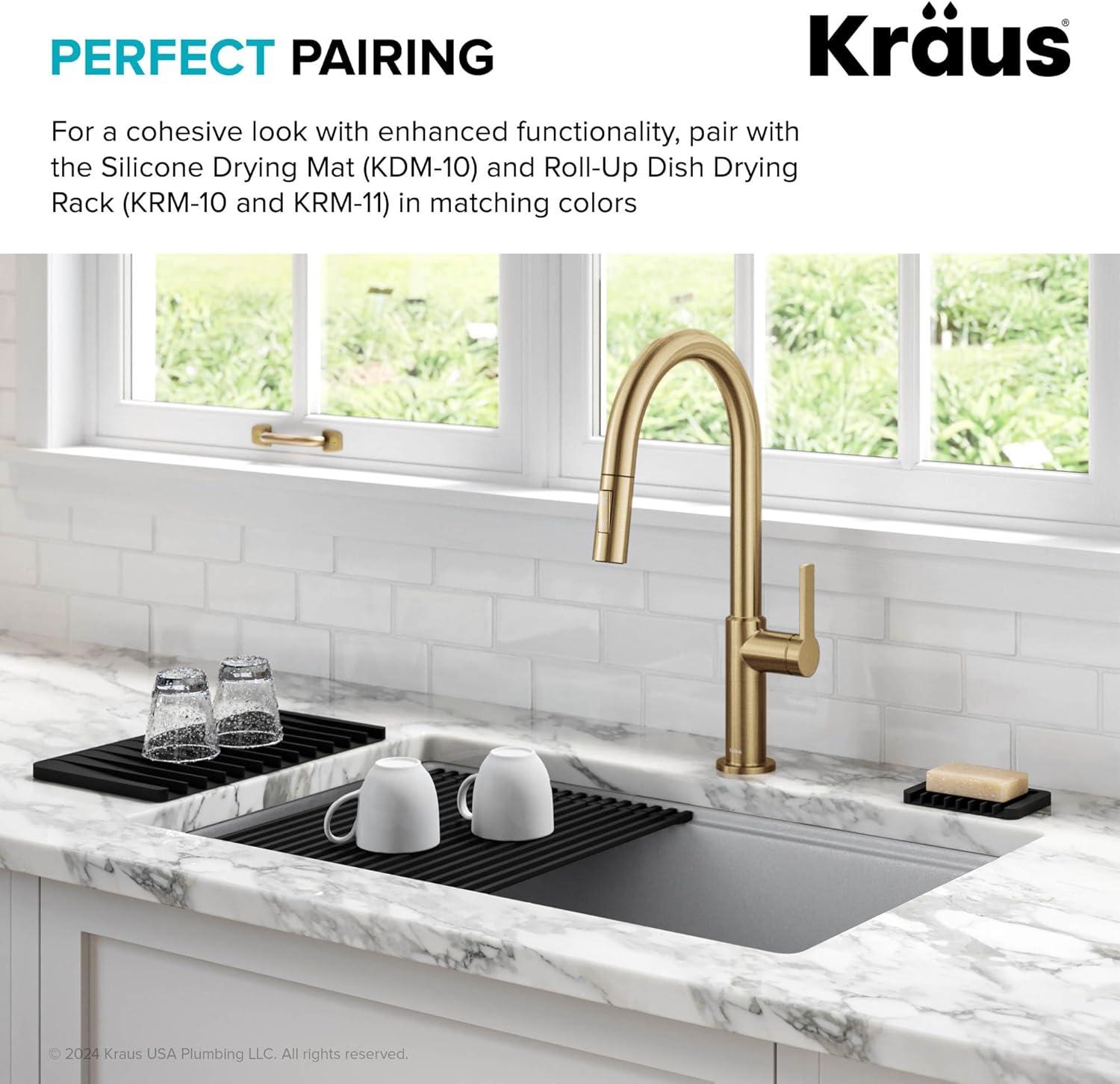 KRAUS Multipurpose Self-Draining Silicone Soap Dish/Sponge Holder for Bathroom or Kitchen Counter in Dark Grey, KDM-05DG