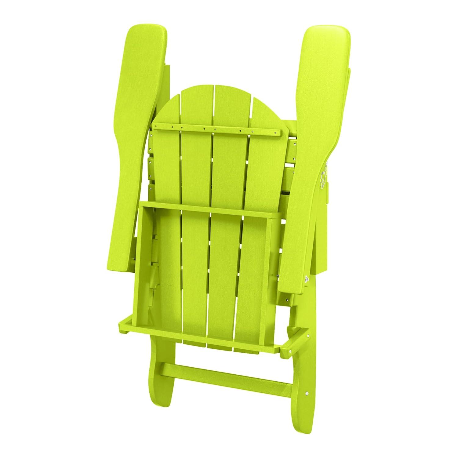 BRAXTON Outdoor Patio Folding Poly Adirondack Chair ( Set of 2), Lime
