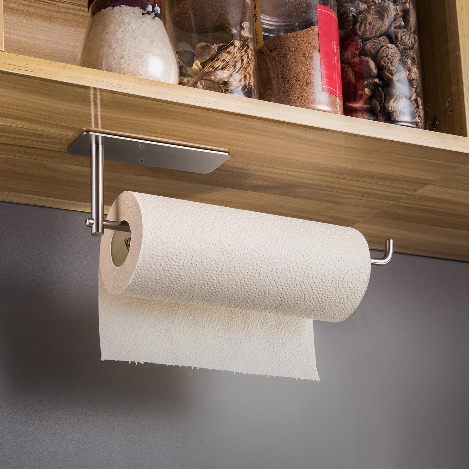 Stainless Steel Self-Adhesive Under Cabinet Paper Towel Holder