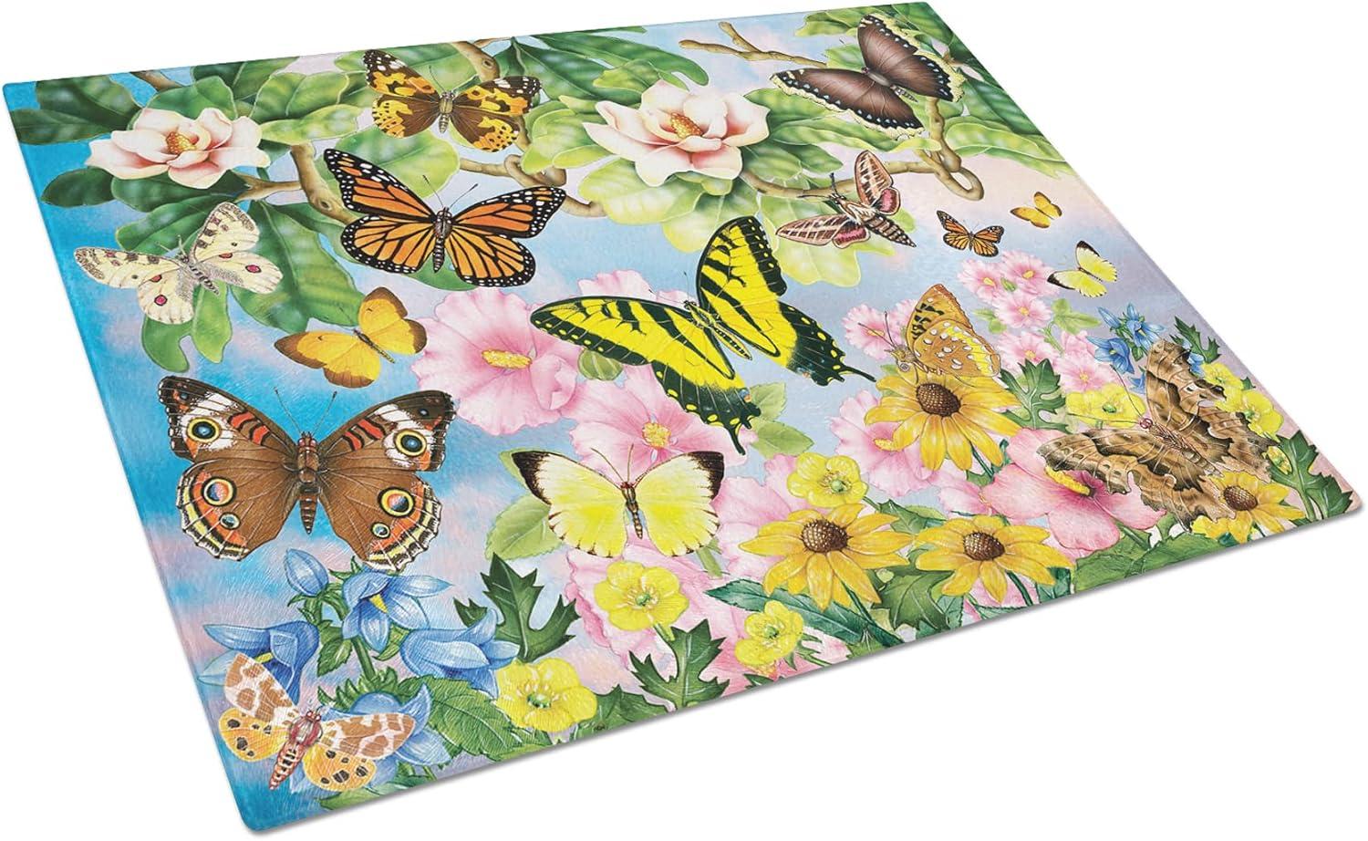 Carolines Treasures PRS4043LCB North Butterflies Glass Cutting Board Large, 12H x 16W, multicolor