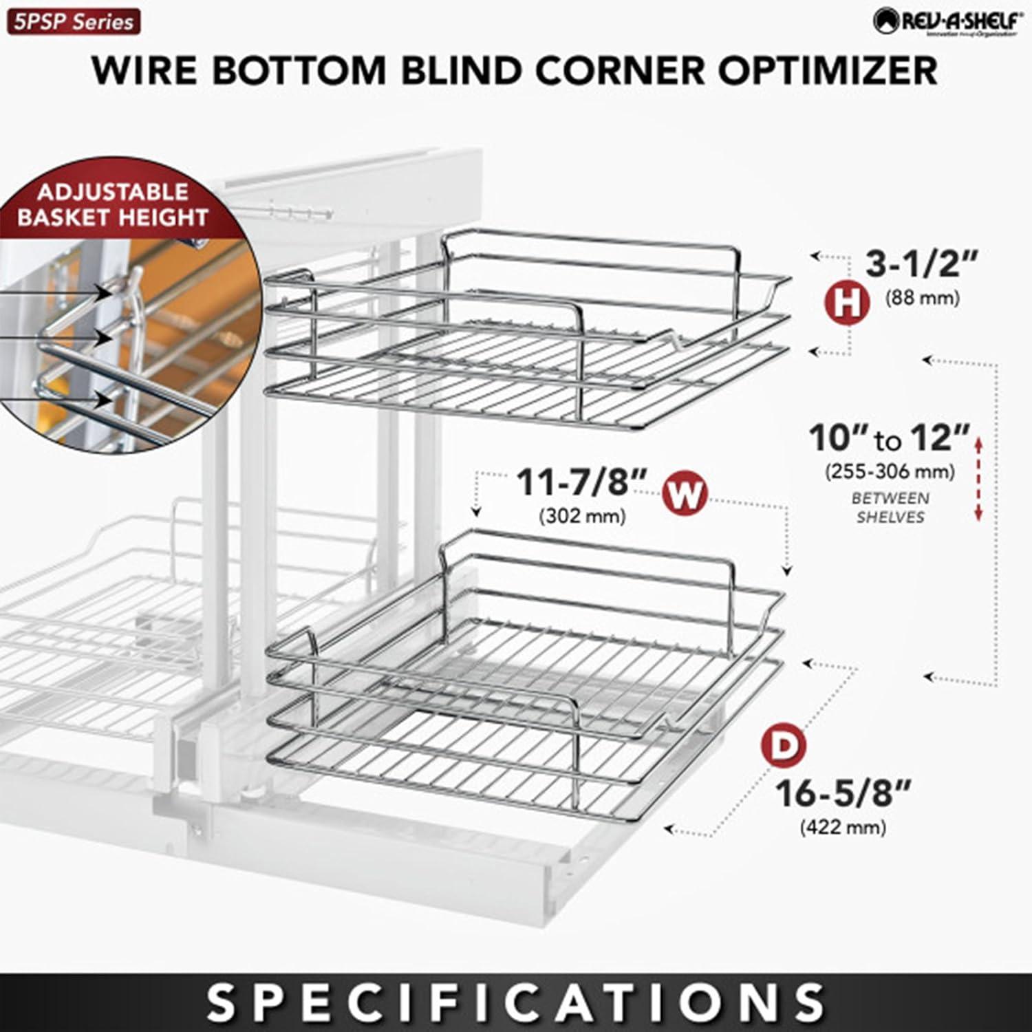 Chrome 15" Pullout Blind Corner Kitchen Cabinet Organizer