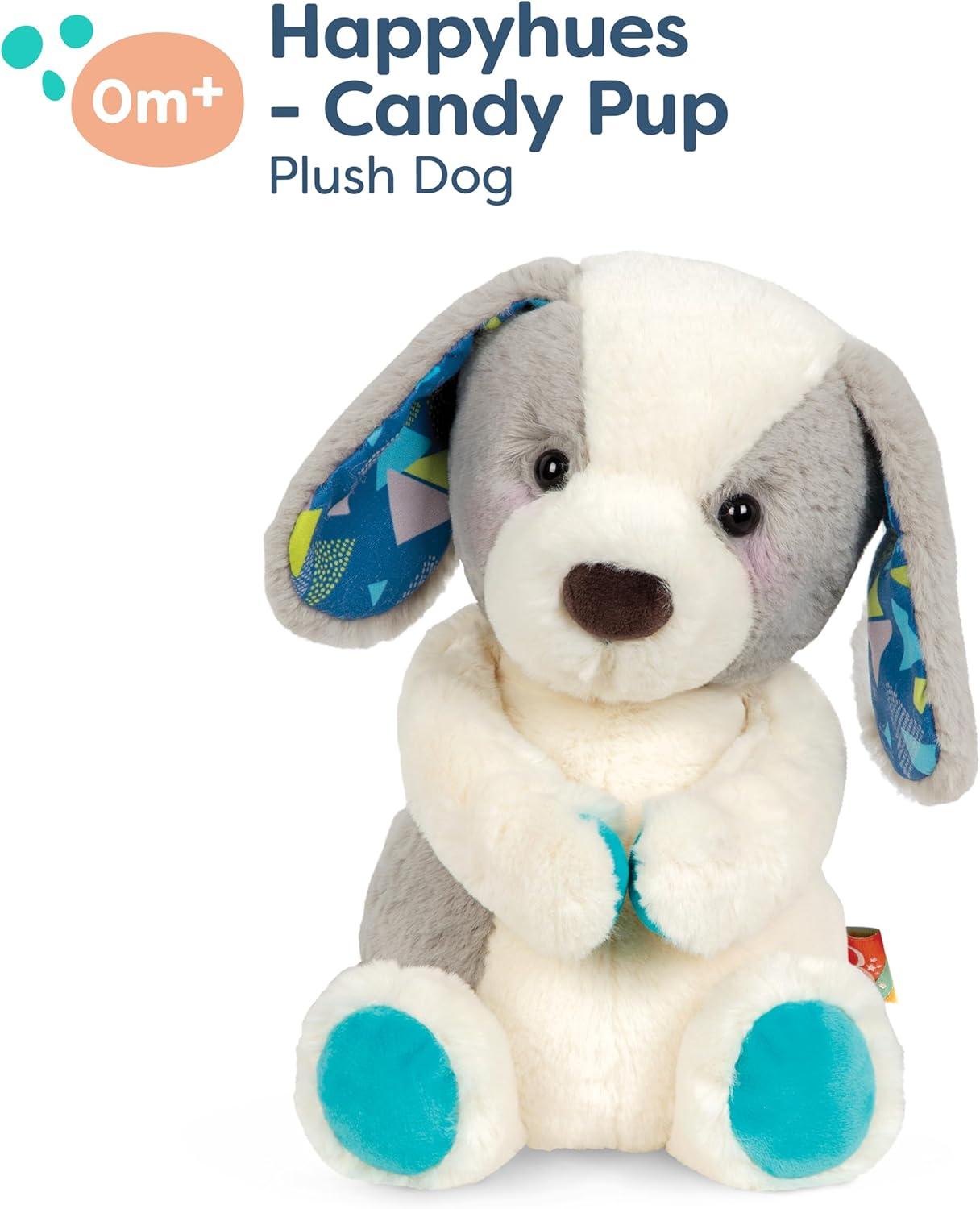 B. toys- B. softies- 12" Plush Dog- Huggable Dog Stuffed Animal Toy  Soft & Cuddly Plush Puppy  Washable  Newborns, Toddlers, Kids- Happy Hues- Candy Pup- 0 months +