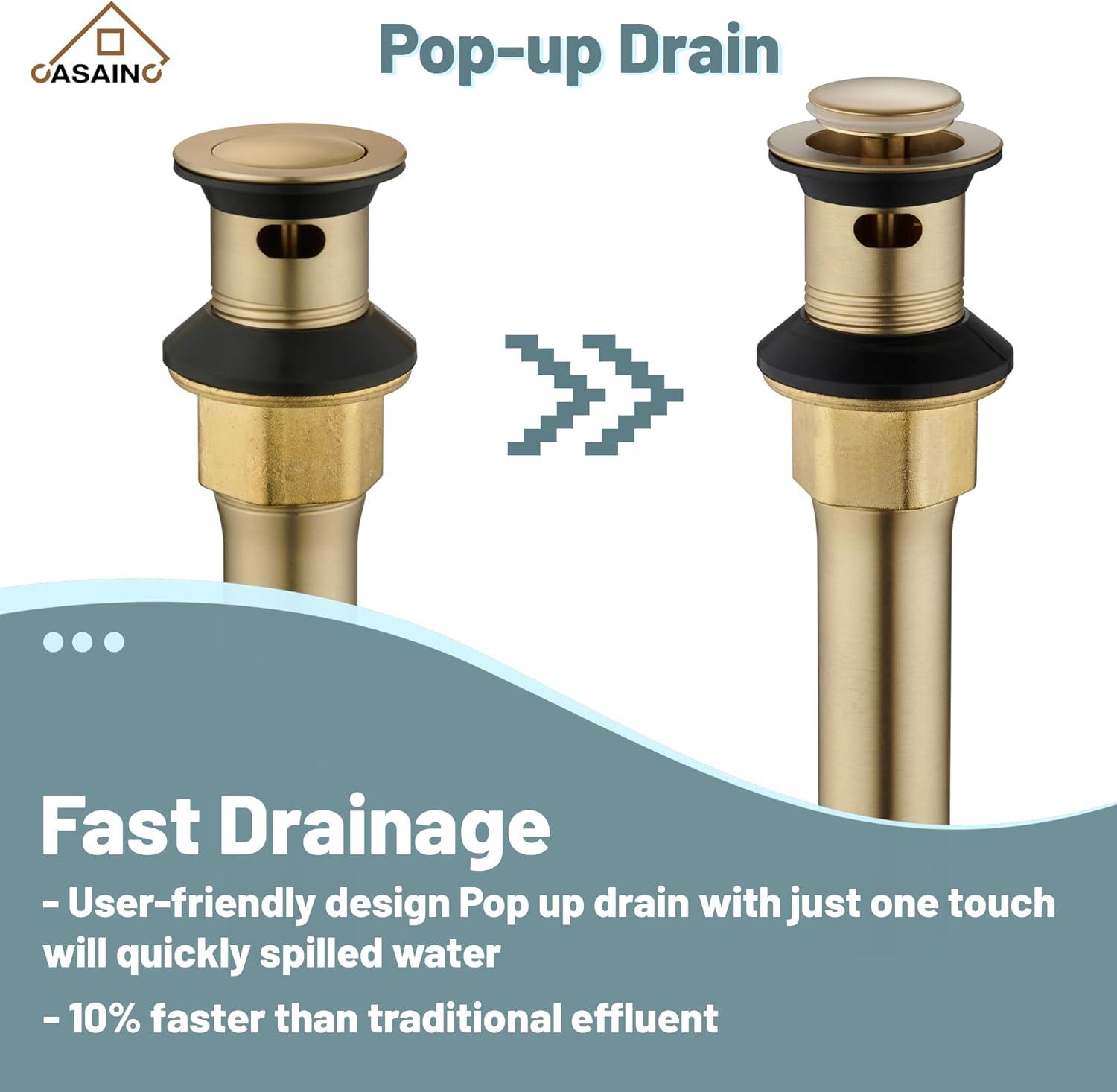 CASAINC KCL0014-BG 4-inch Centerset Bathroom Faucet with Drain