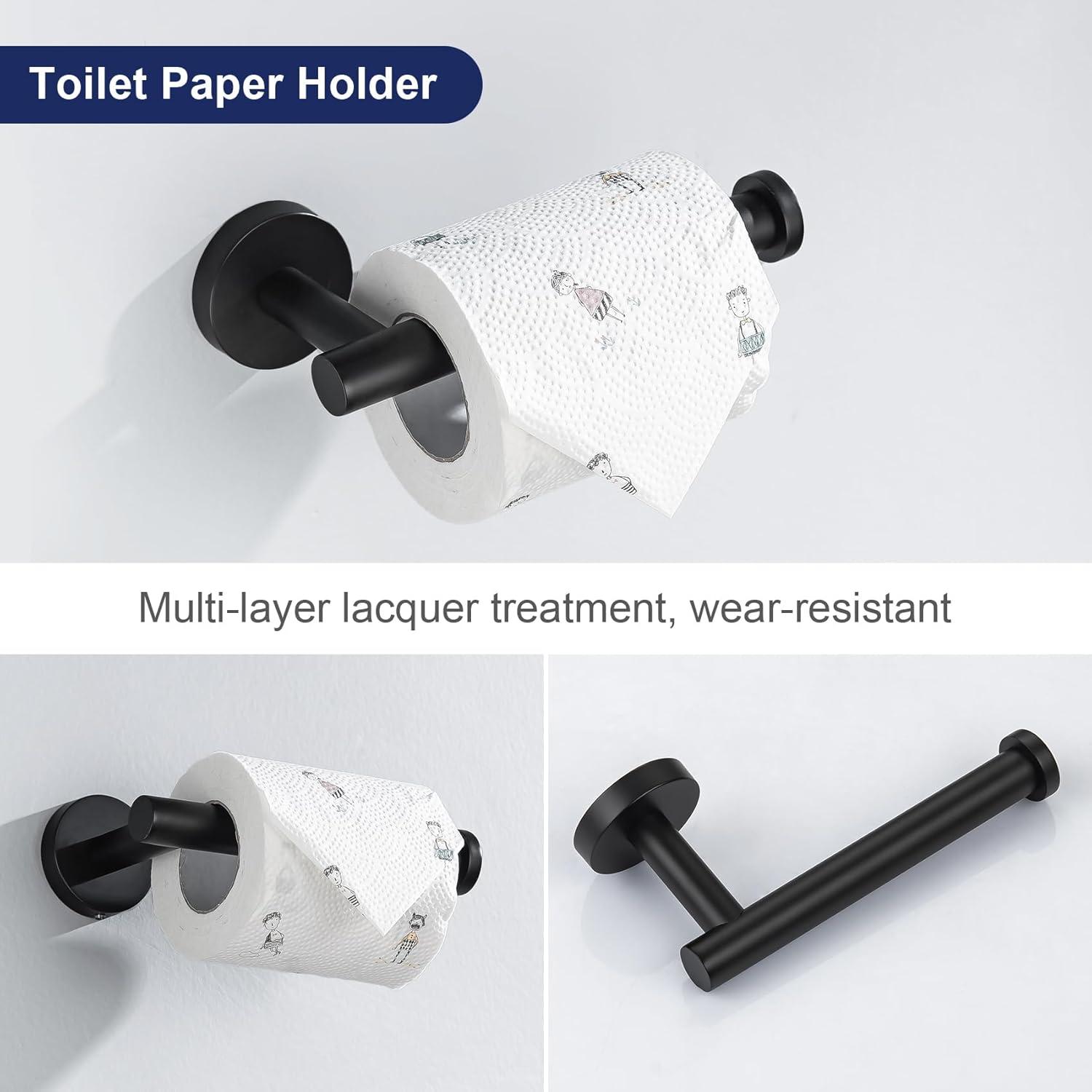 Matte Black Stainless Steel 5-Piece Bathroom Hardware Set