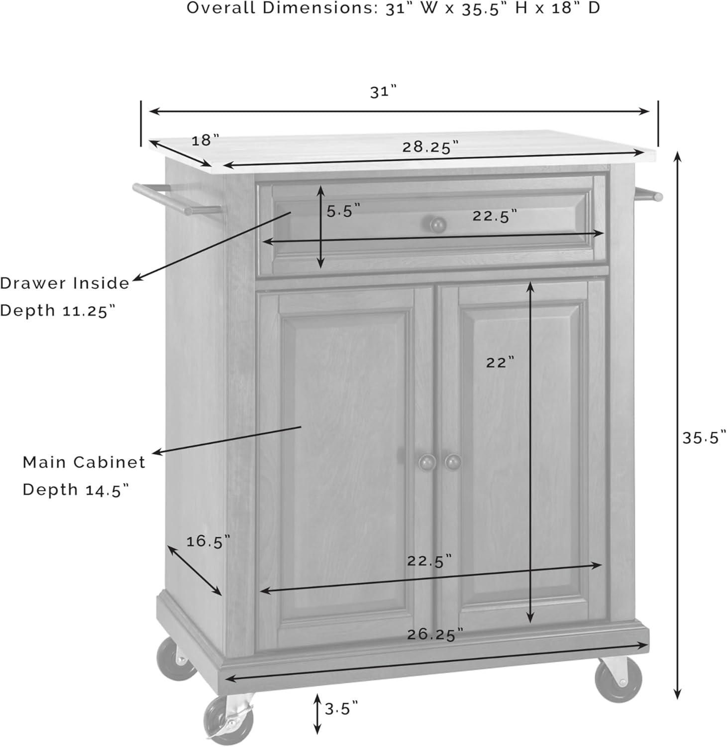 Compact Stainless Steel Top Kitchen Cart Mahogany - Crosley: Mobile Island with Storage & Towel Bars