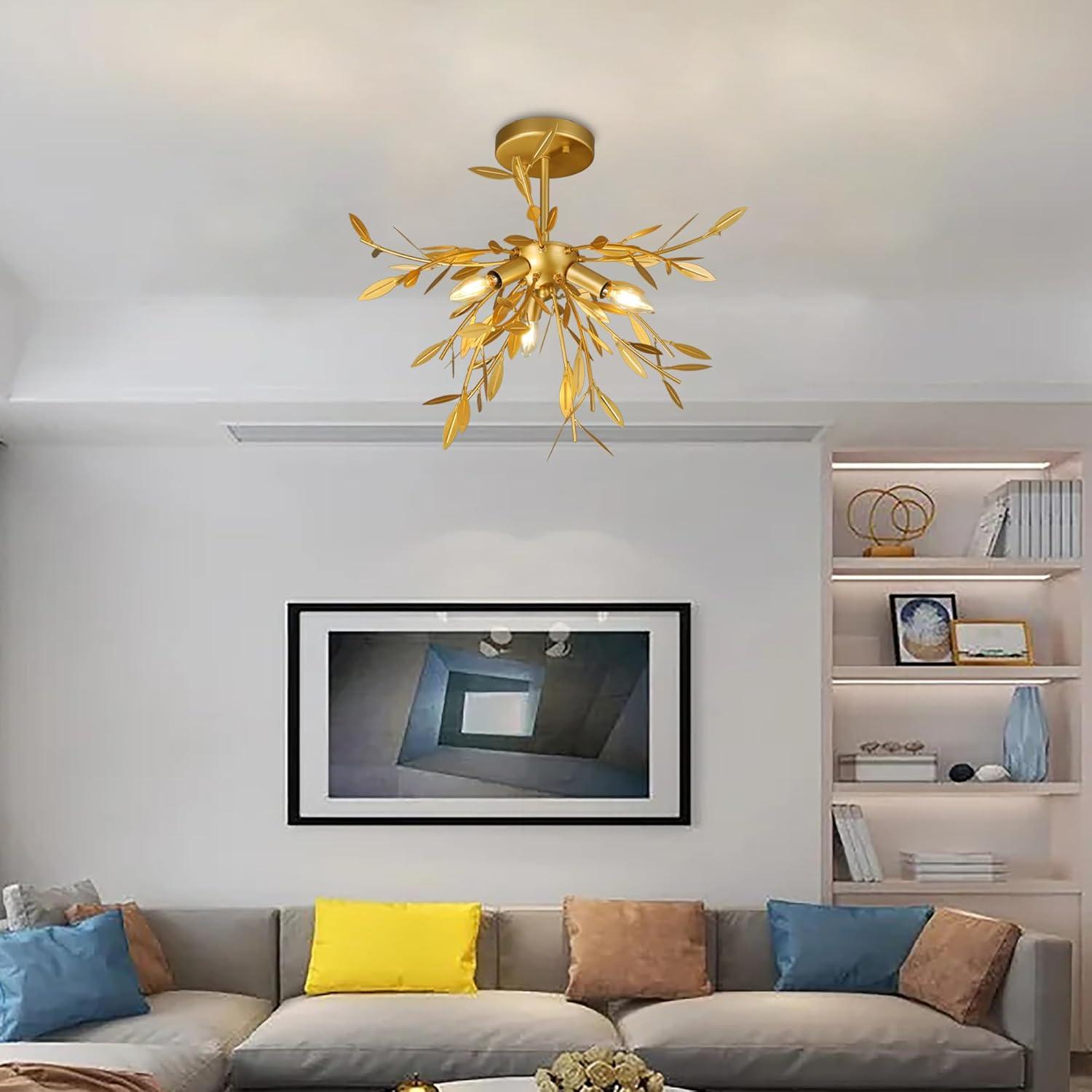 Elegant Lighting Priscilla 18.5 inch flush mount in gold leaf