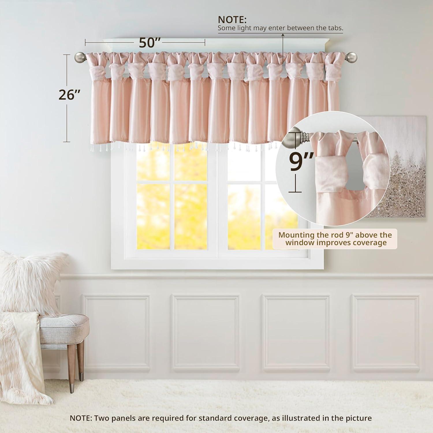 Madison Park Emilia Lightweight Faux Silk Single Valance with Beads