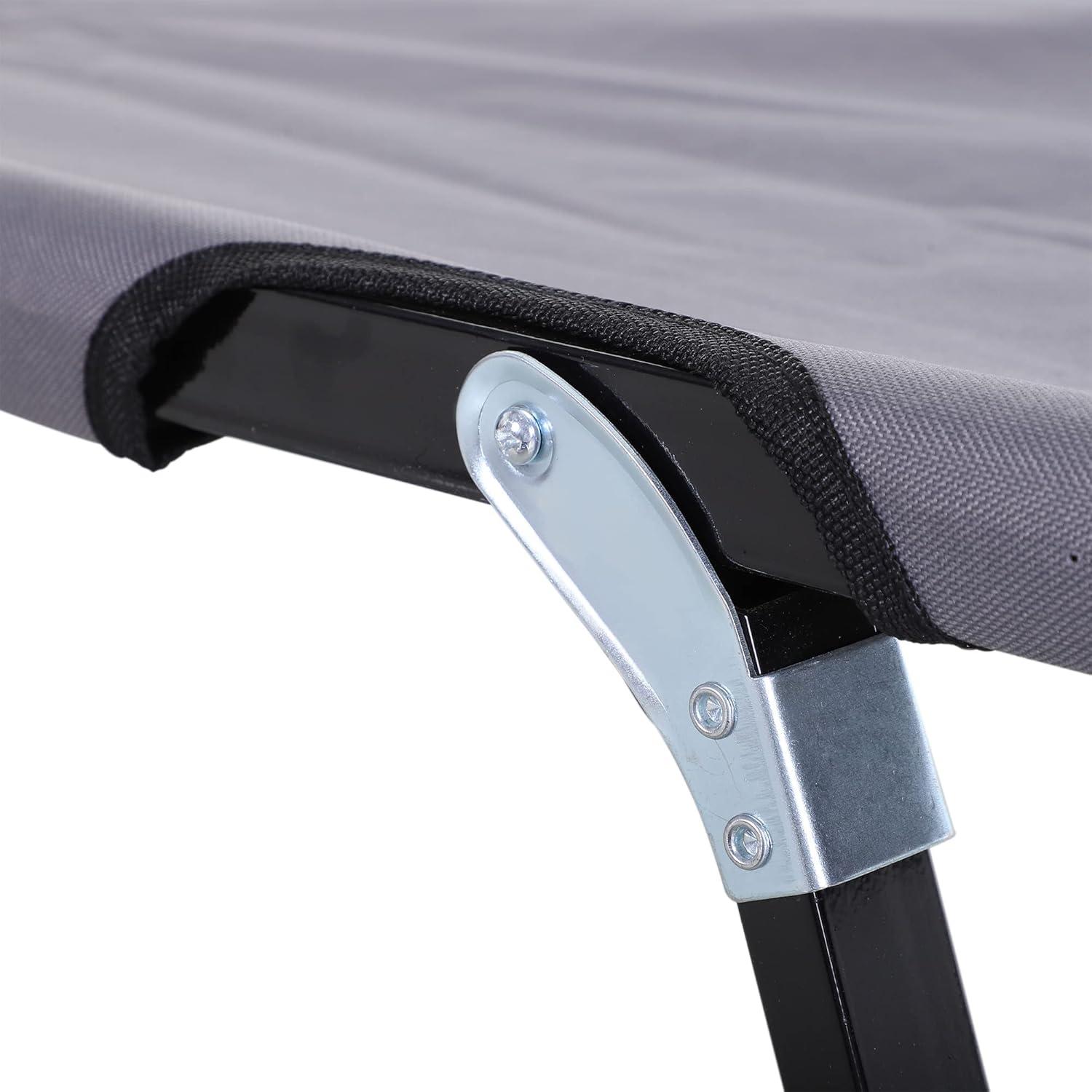 Grey Extra Wide Folding Camping Cot with Carry Bag