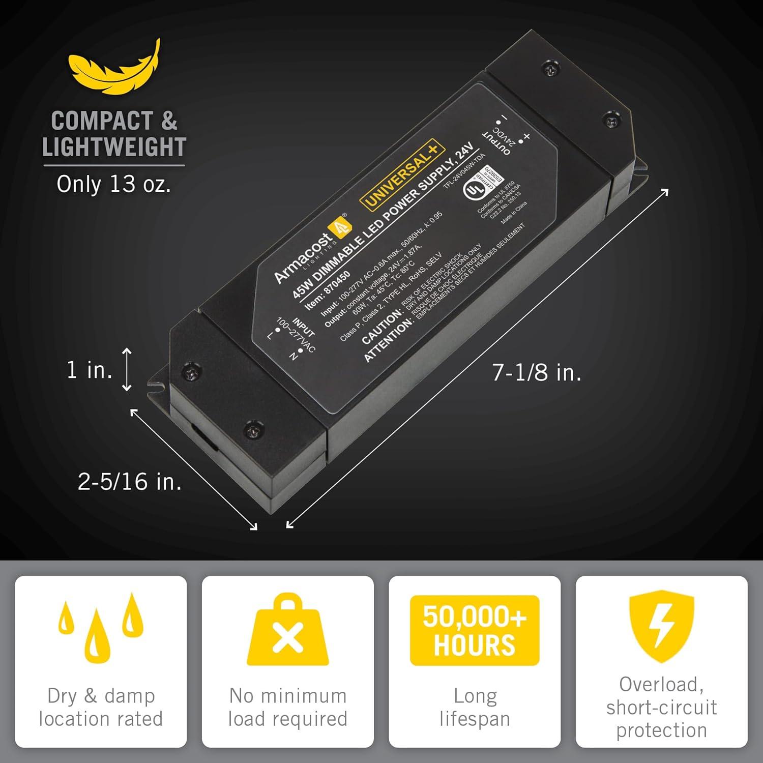 Universal+ Dimmable LED Driver 24V DC, Electronic Transformer