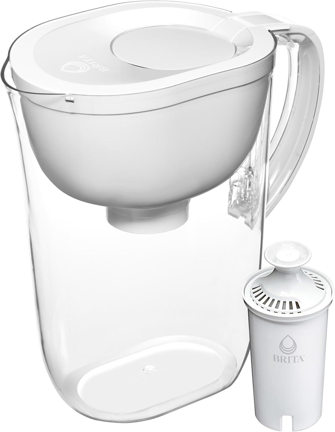 Brita Large 10 Cup Water Filter Pitcher with 1 Standard Filter, BPA Free, Everyday, White