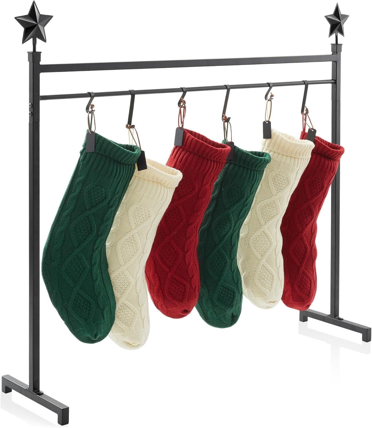 3ft Christmas Stocking Holder Stand Display for Home with Hooks, Name Tags, and Chalk Marker