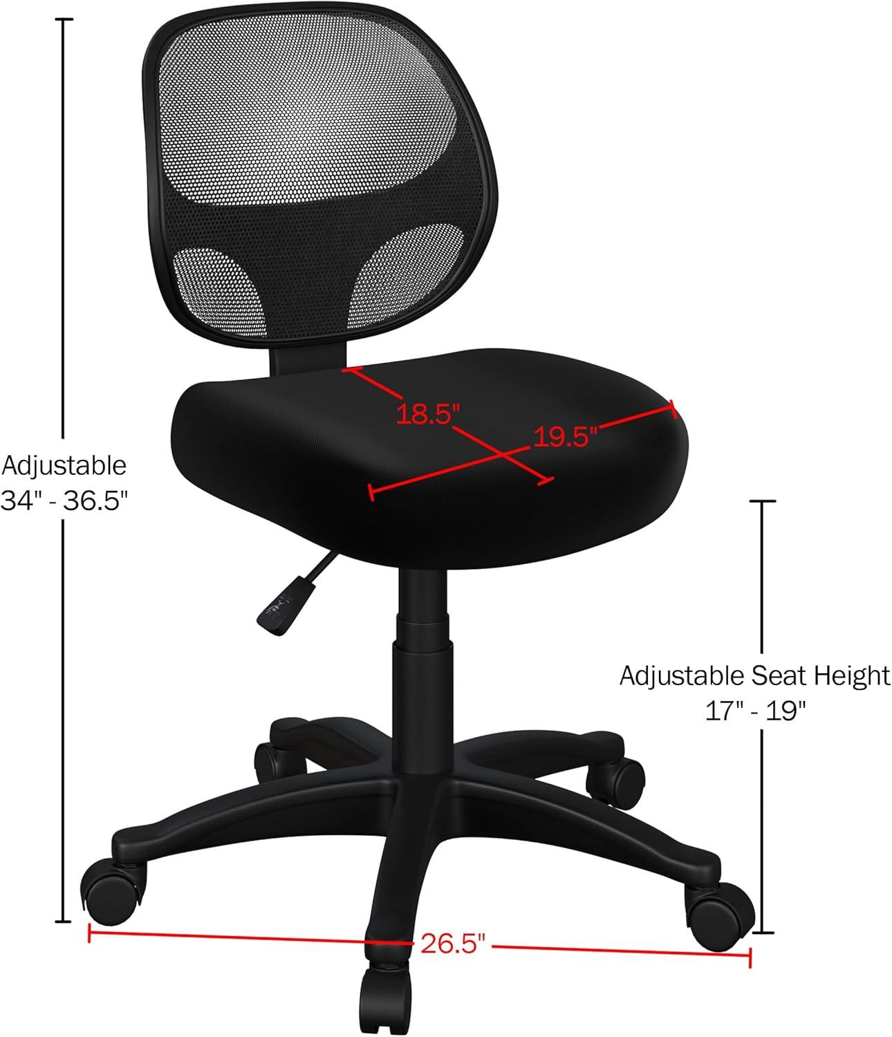 ErgoFlex Black Mesh Swivel Adjustable Armless Task Chair